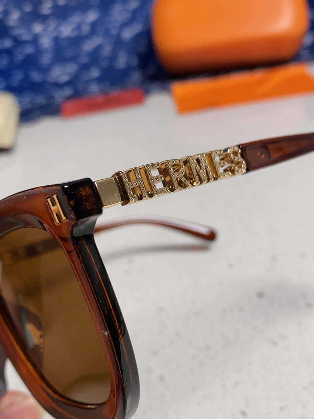 Hermès Metal Square Brown Lens Sunglasses for Men & Women - 158687 - detail image 7