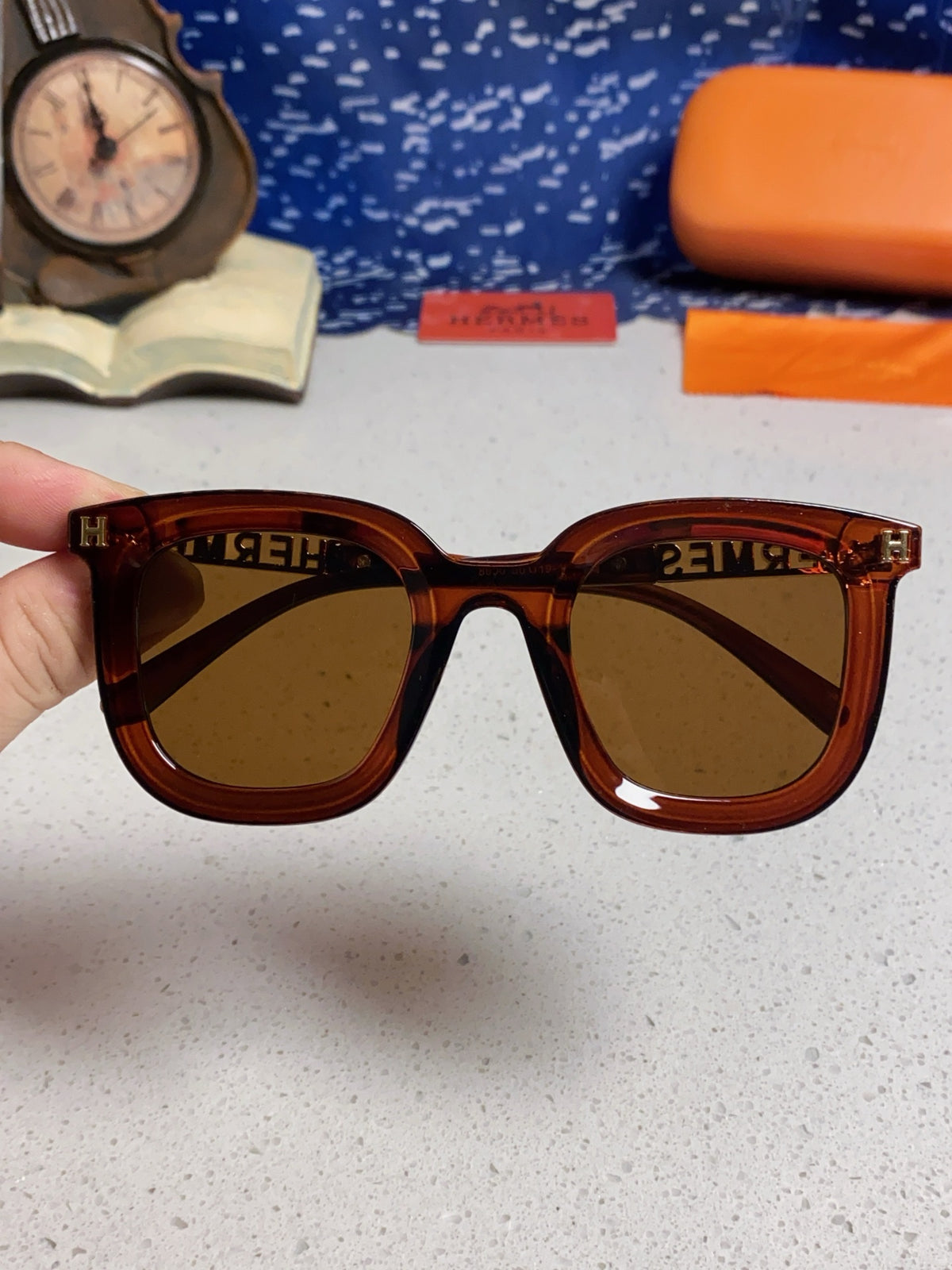 Hermès Metal Square Brown Lens Sunglasses for Men & Women - 399449 - detail image 4