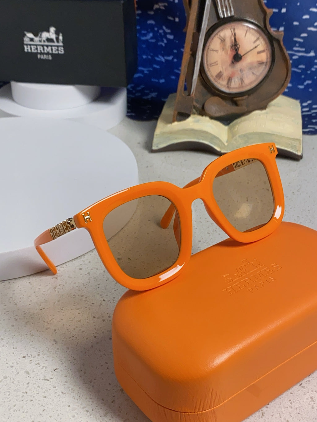 Hermès Metal Square Orange Lens Sunglasses for Men & Women - 158688 - detail image 9