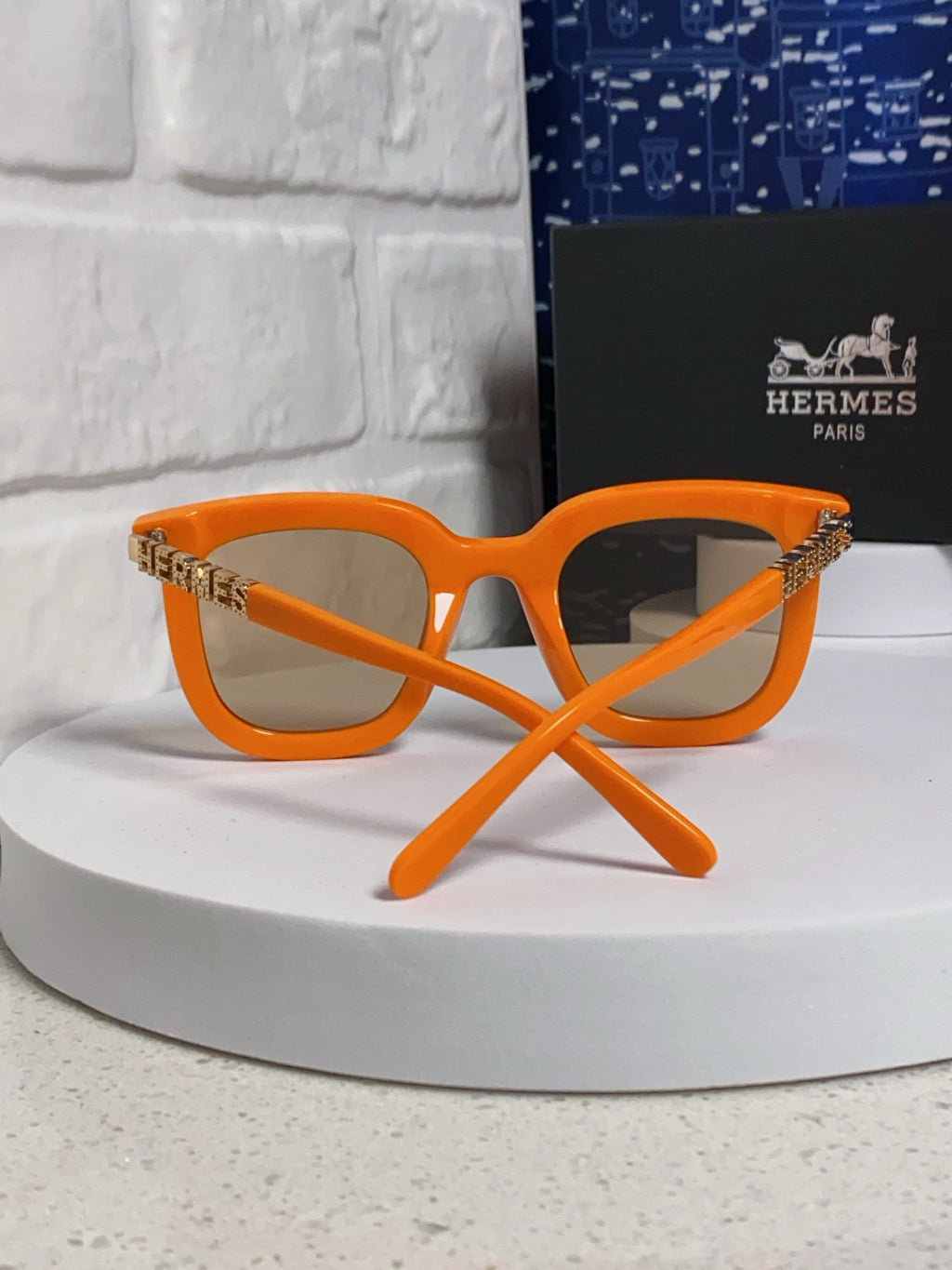 Hermès Metal Square Orange Lens Sunglasses for Men & Women - 158688 - detail image 3