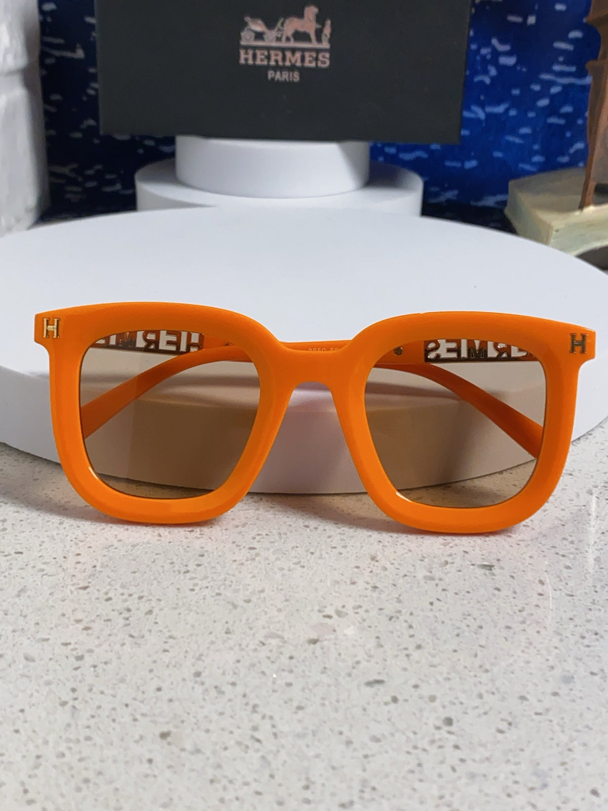 Hermès Metal Square Orange Lens Sunglasses for Men & Women - 399450 - detail image 8