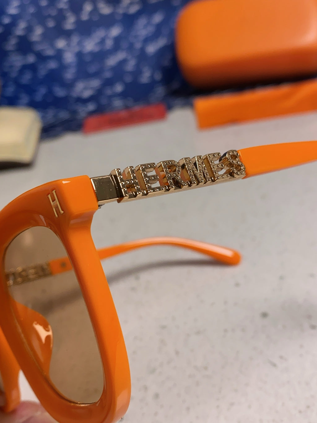 Hermès Metal Square Orange Lens Sunglasses for Men & Women - 158688 - detail image 7
