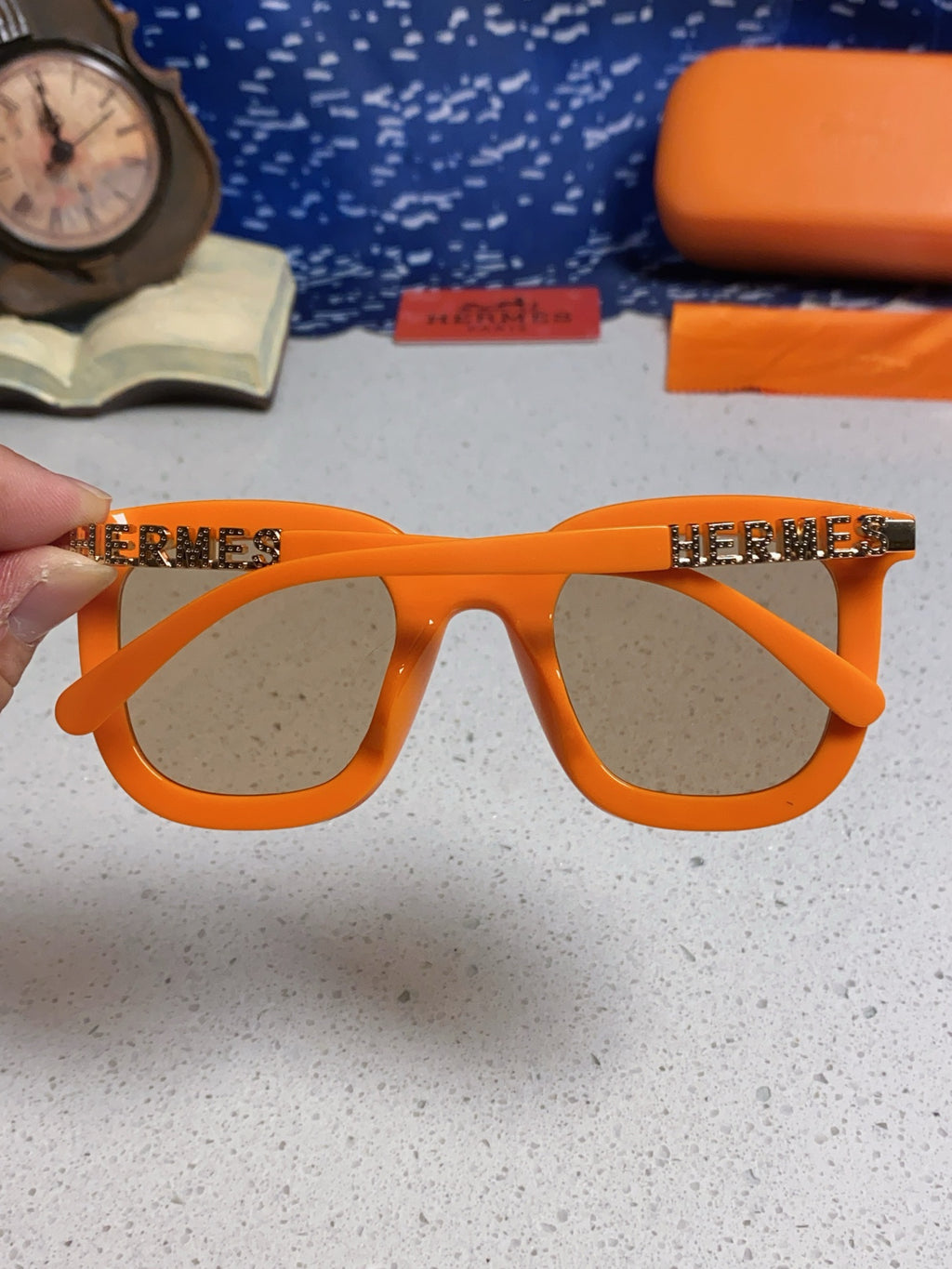 Hermès Metal Square Orange Lens Sunglasses for Men & Women - 399450 - detail image 5