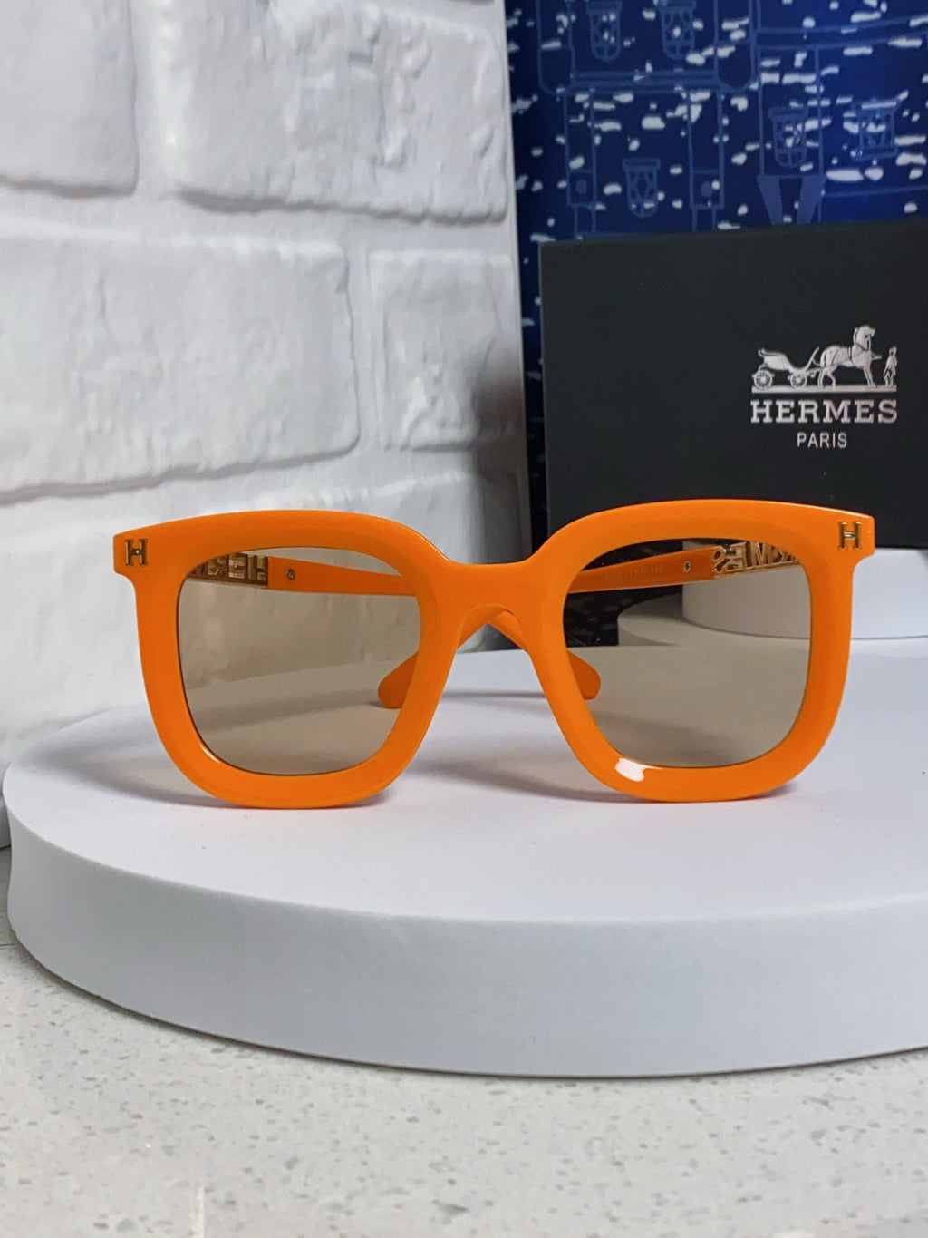 Hermès Metal Square Orange Lens Sunglasses for Men & Women - 399450 - detail image 2