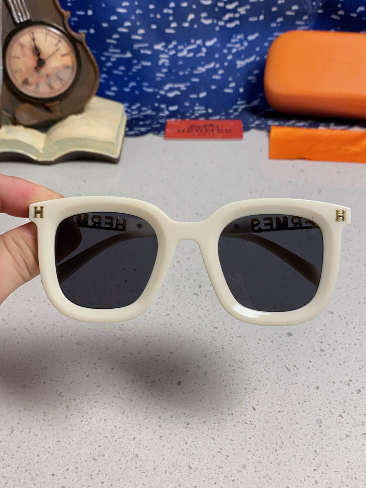 Hermès Metal Square Silver Lens Sunglasses for Men & Women - 433015 - detail image 4