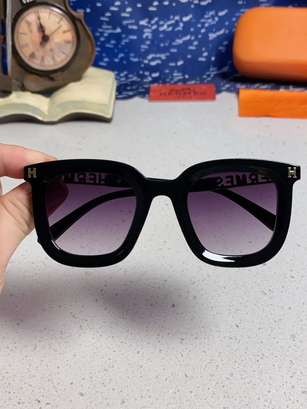 Hermès Metal Square Silver Lens Sunglasses for Men & Women - 158691 - detail image 4