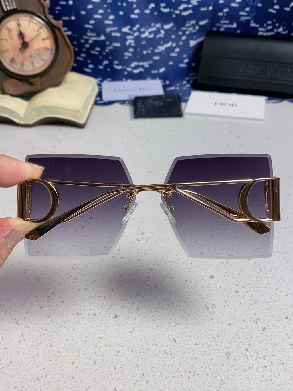 Dior 30MONTAIGNE Lightweight Rimless Gray Lens Sunglasses for Men & Women - detail image 5