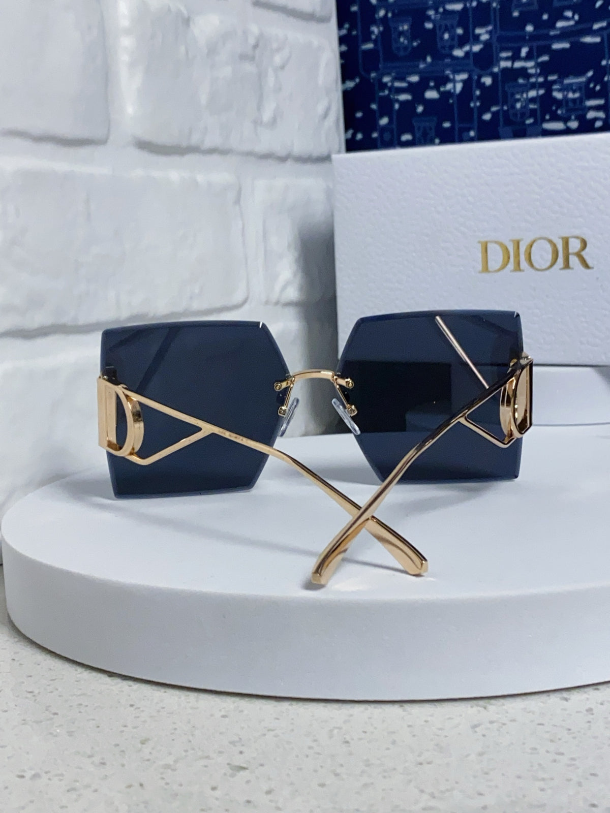 Dior 30MONTAIGNE Lightweight Rimless Blue Lens Sunglasses for Men & W - 867126 - detail image 3