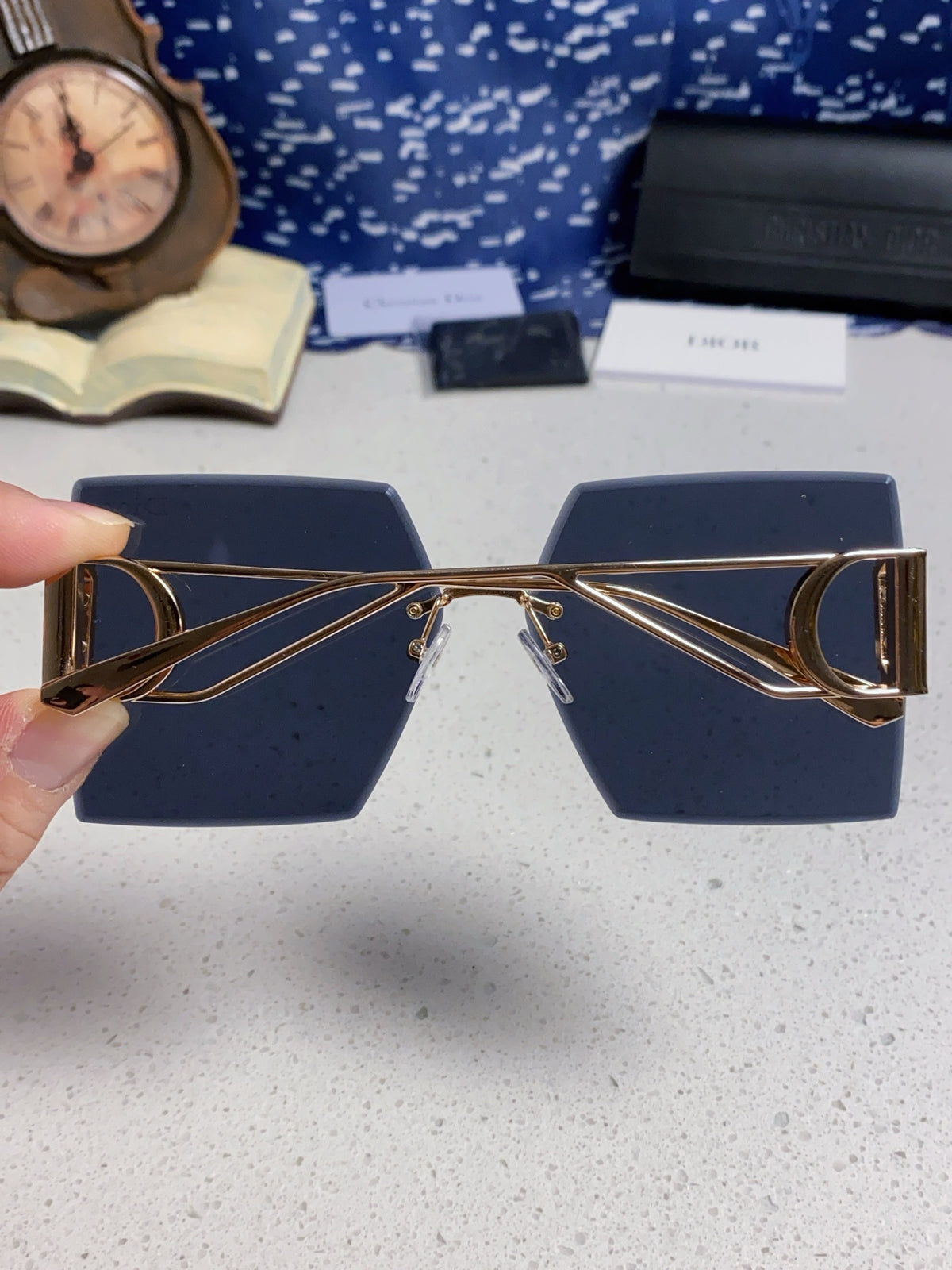 Dior 30MONTAIGNE Lightweight Rimless Blue Lens Sunglasses for Men & W - 415362 - detail image 5