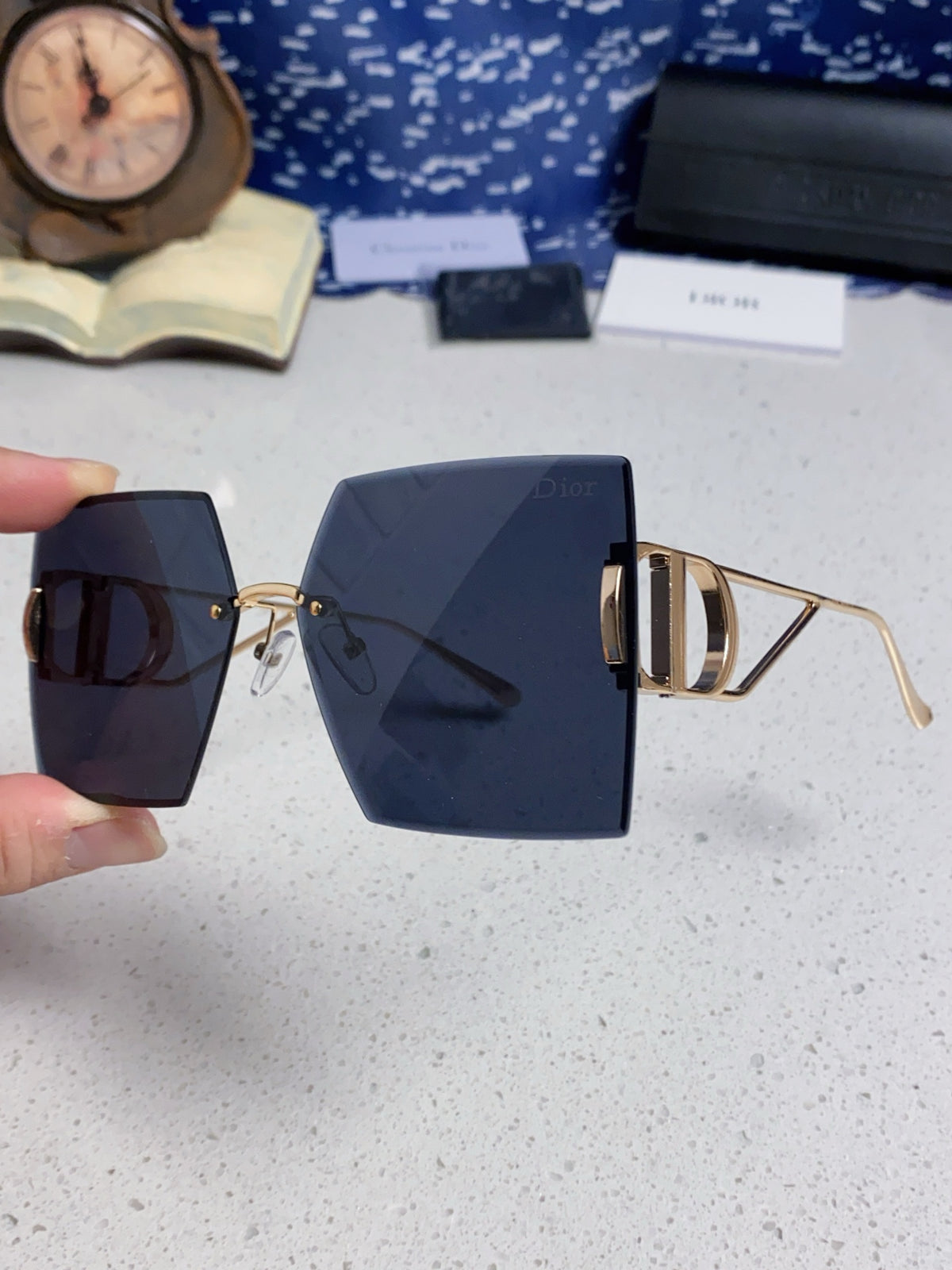 Dior 30MONTAIGNE Lightweight Rimless Blue Lens Sunglasses for Men & Women - detail image 6