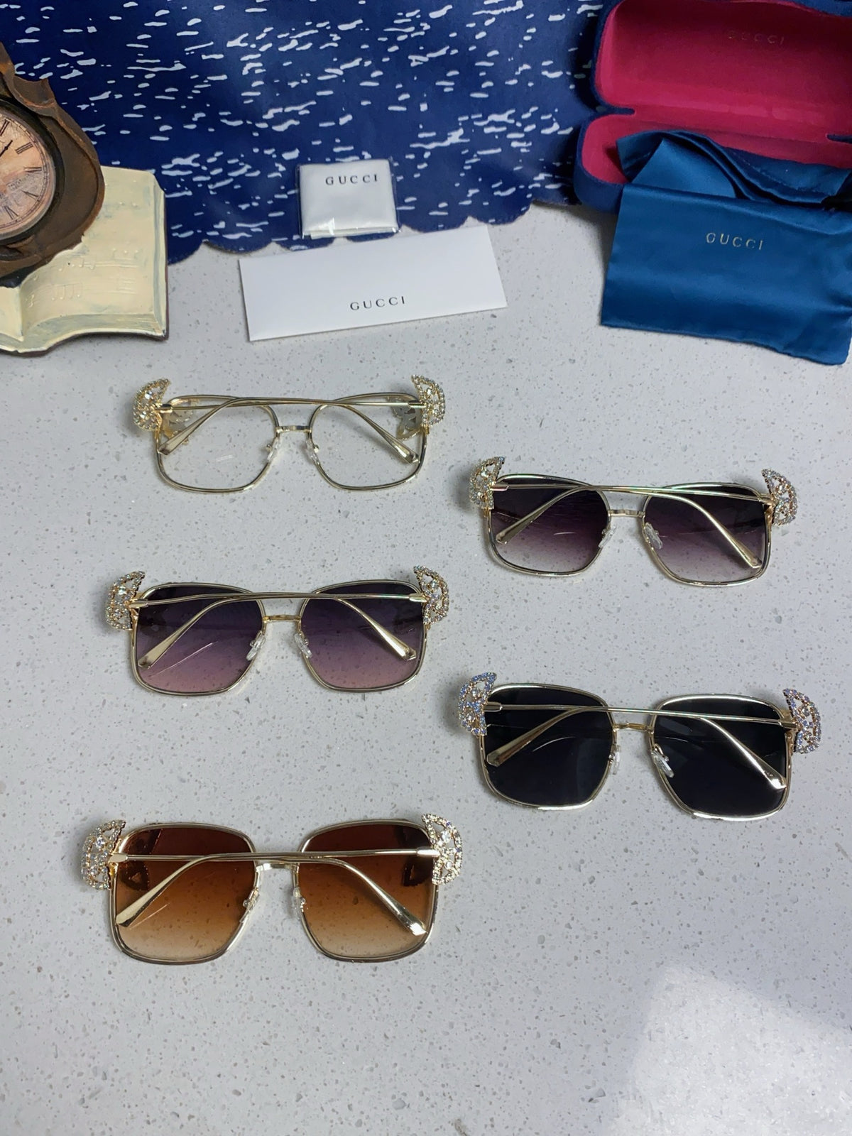 Gucci Square Gold Lens Sunglasses for Women - detail image 11