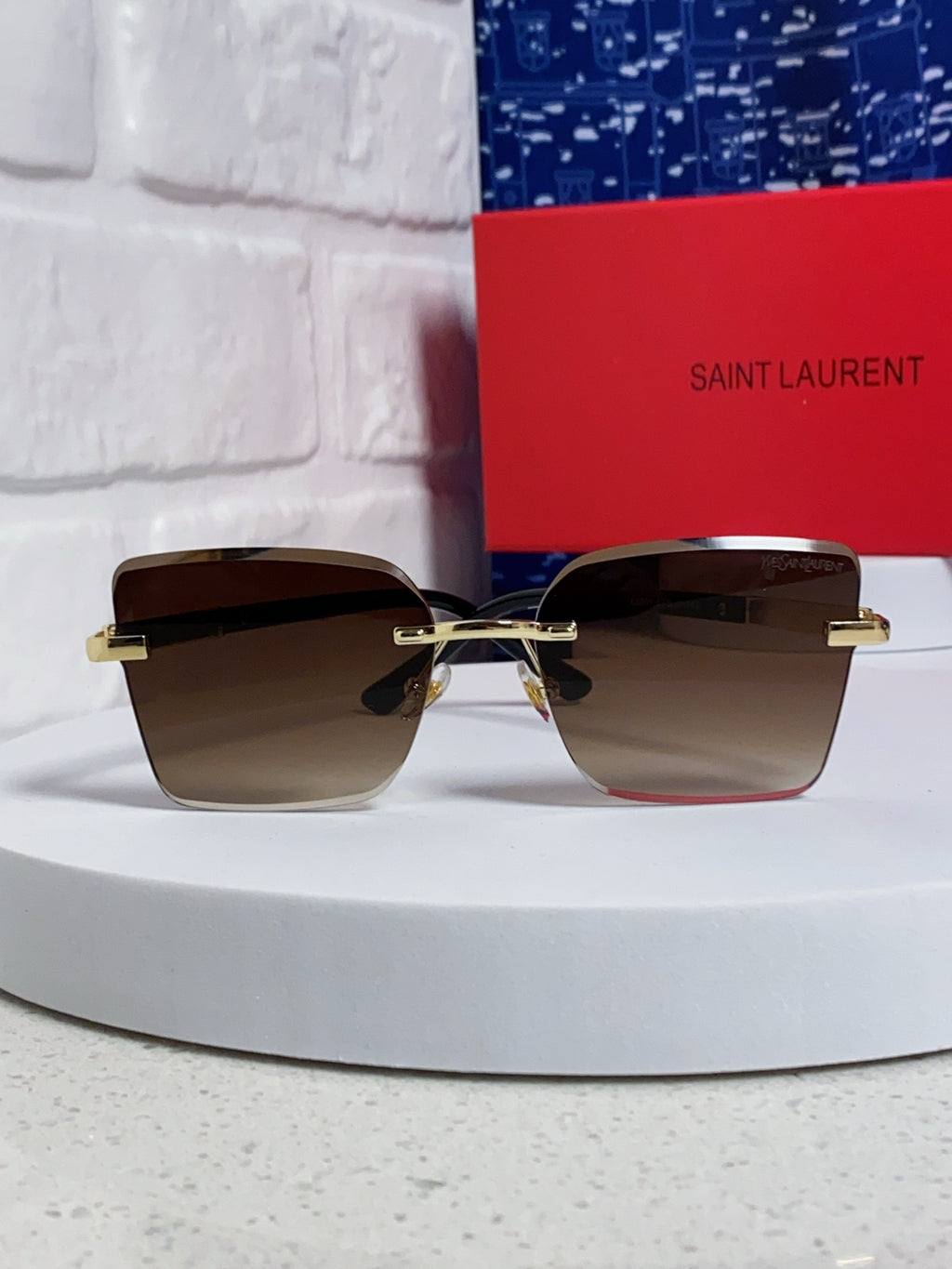 Saint Laurent Lightweight Rimless Brown Lens Sunglasses for Men & Women - detail image 2