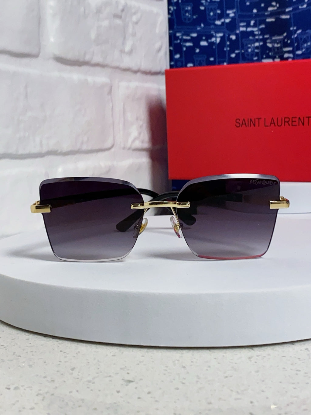 Saint Laurent Lightweight Rimless Silver Lens Sunglasses for Men & Women - detail image 2