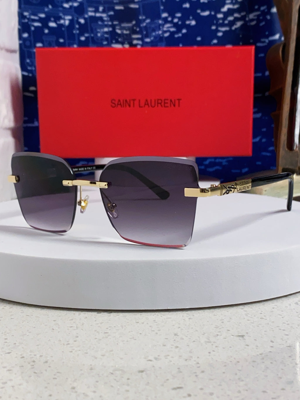 Saint Laurent Lightweight Rimless Silver Lens Sunglasses for Men & Women
