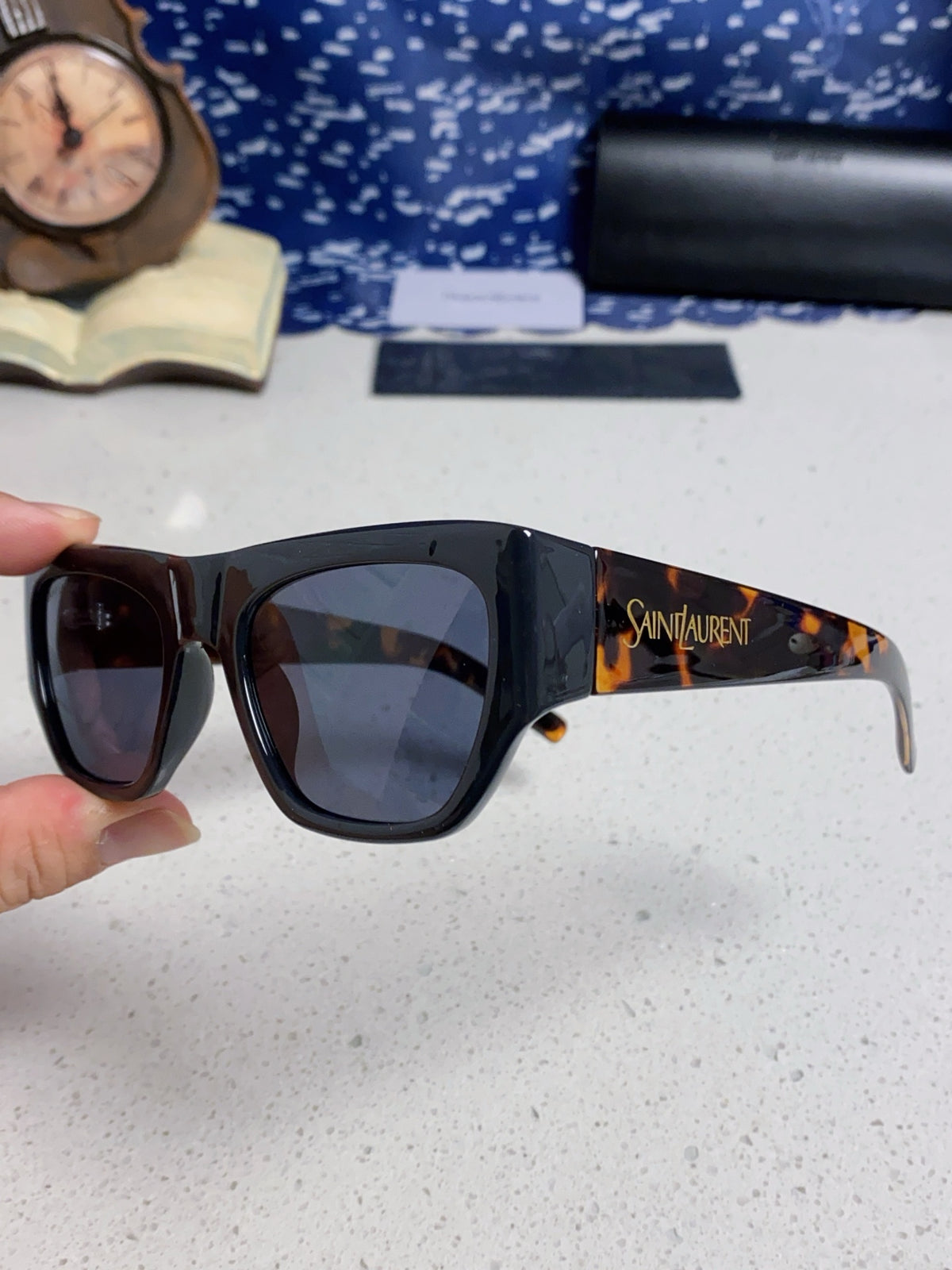 Saint Laurent SL740 Square Gold Lens Sunglasses for Women - detail image 7