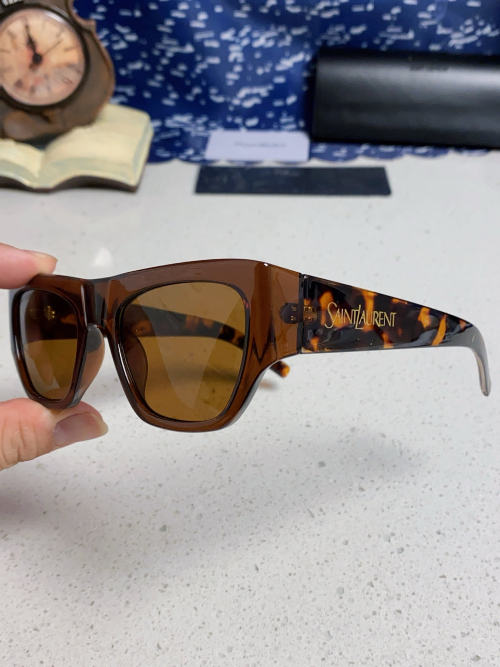 Saint Laurent SL740 Square Black Lens Sunglasses for Women - 465458 - detail image 7