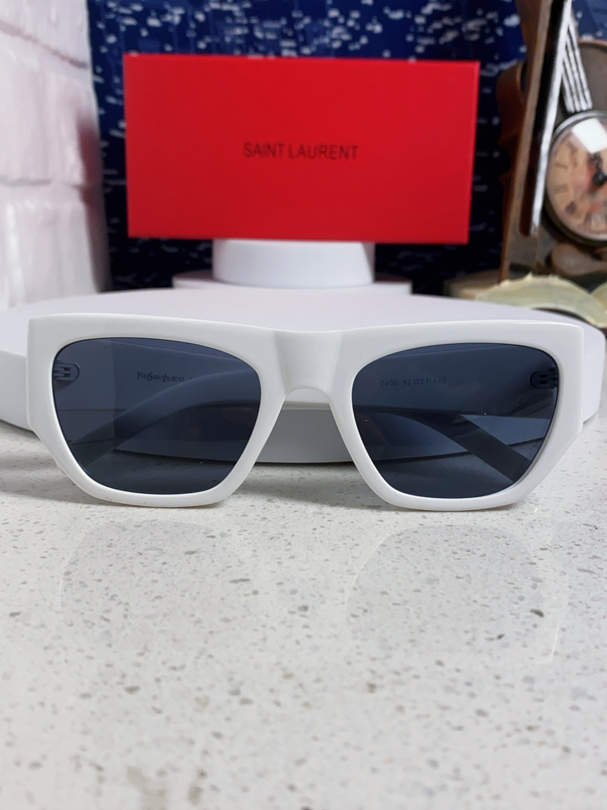 Saint Laurent SL740 Square Blue Lens Sunglasses for Women - detail image 8