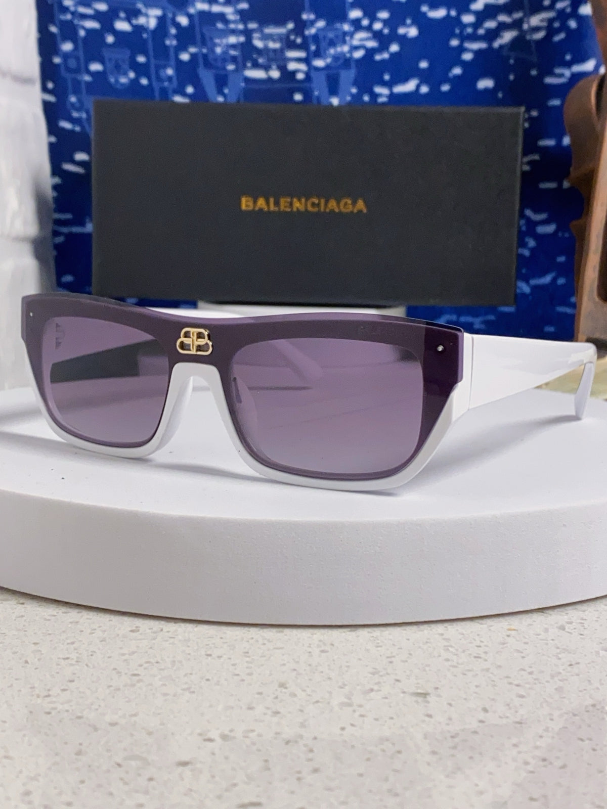 Balenciaga Browline Silver Lens Sunglasses for Men & Women - 358646