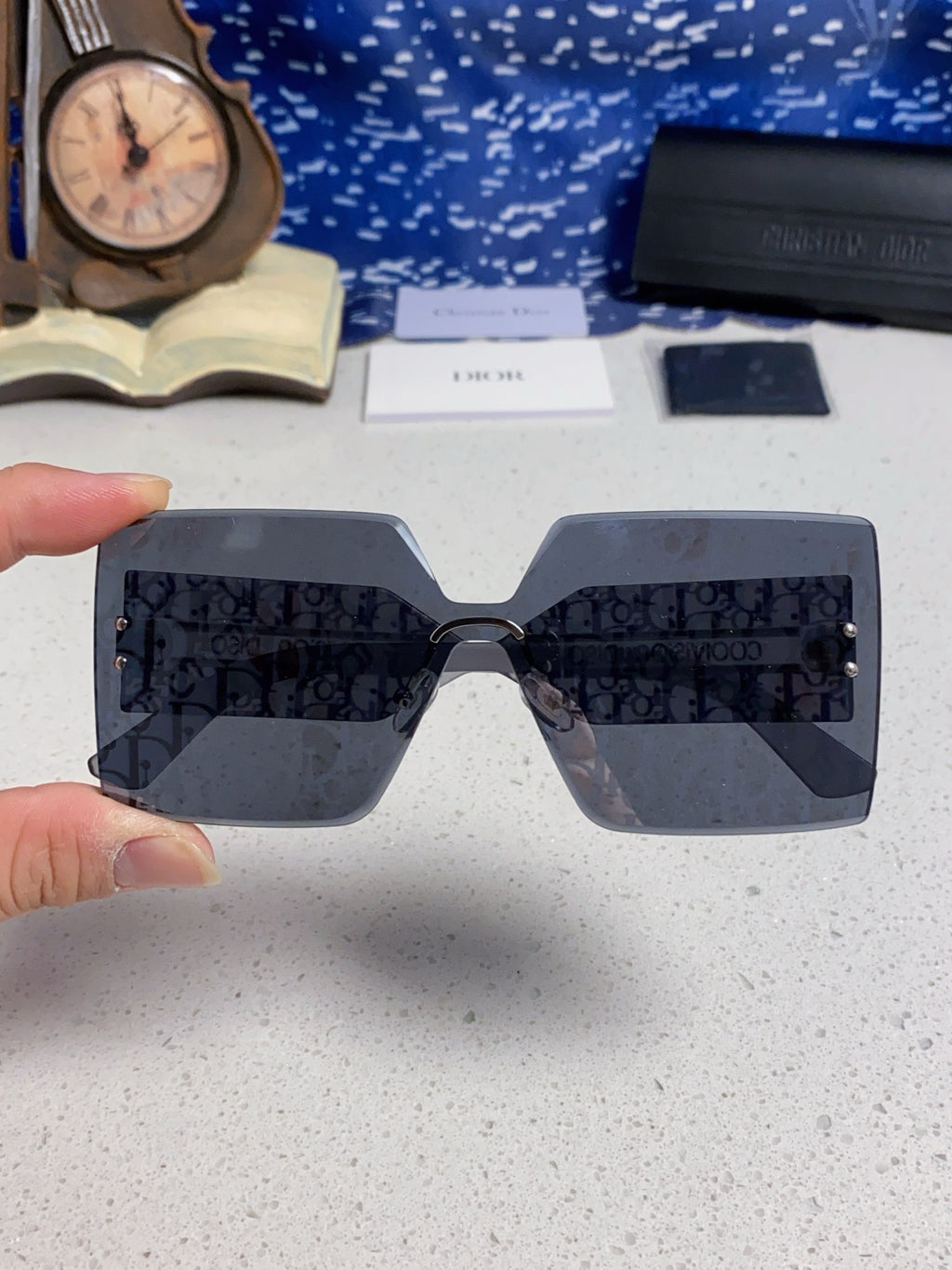 Dior Lightweight Rimless Blue Lens Sunglasses for Men - 431847 - detail image 3