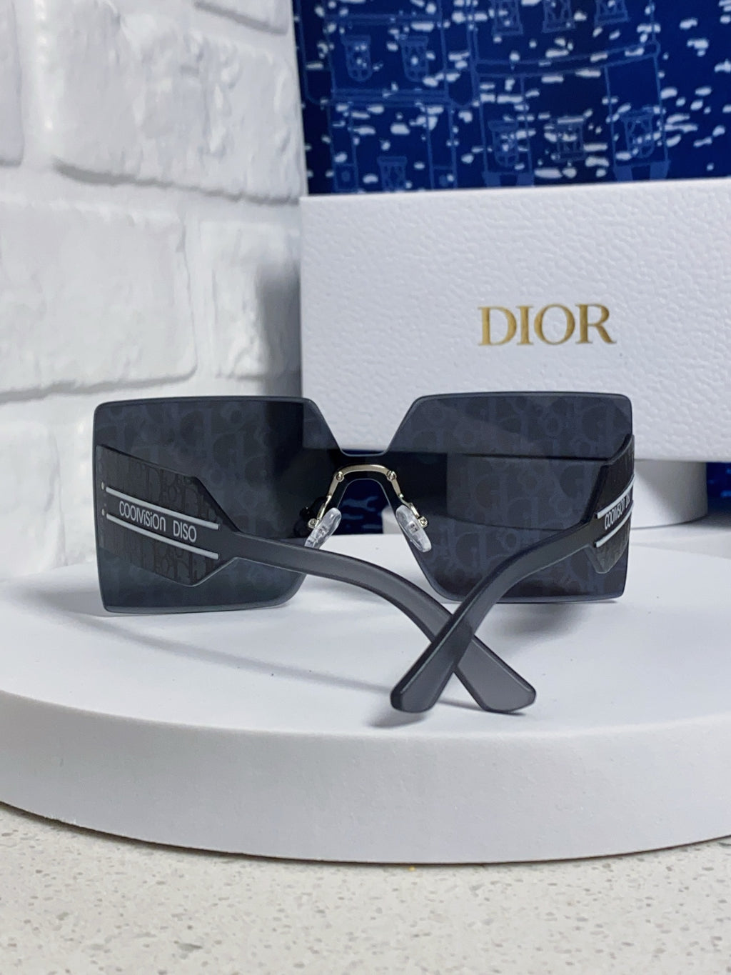 Dior Lightweight Rimless Blue Lens Sunglasses for Men - 431847 - detail image 2