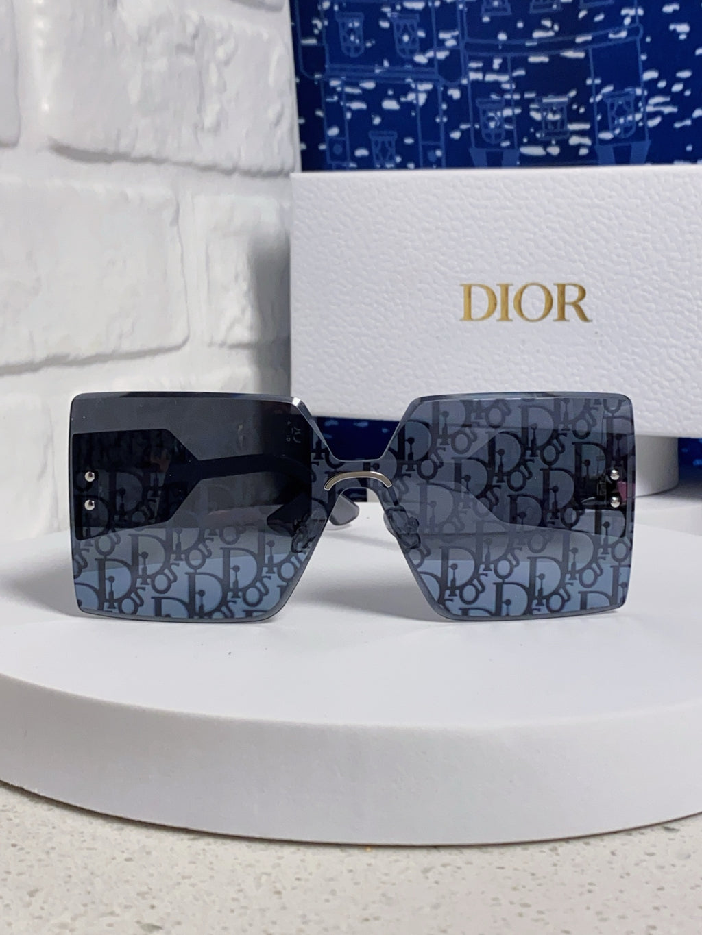 Dior Lightweight Rimless Blue Lens Sunglasses for Men