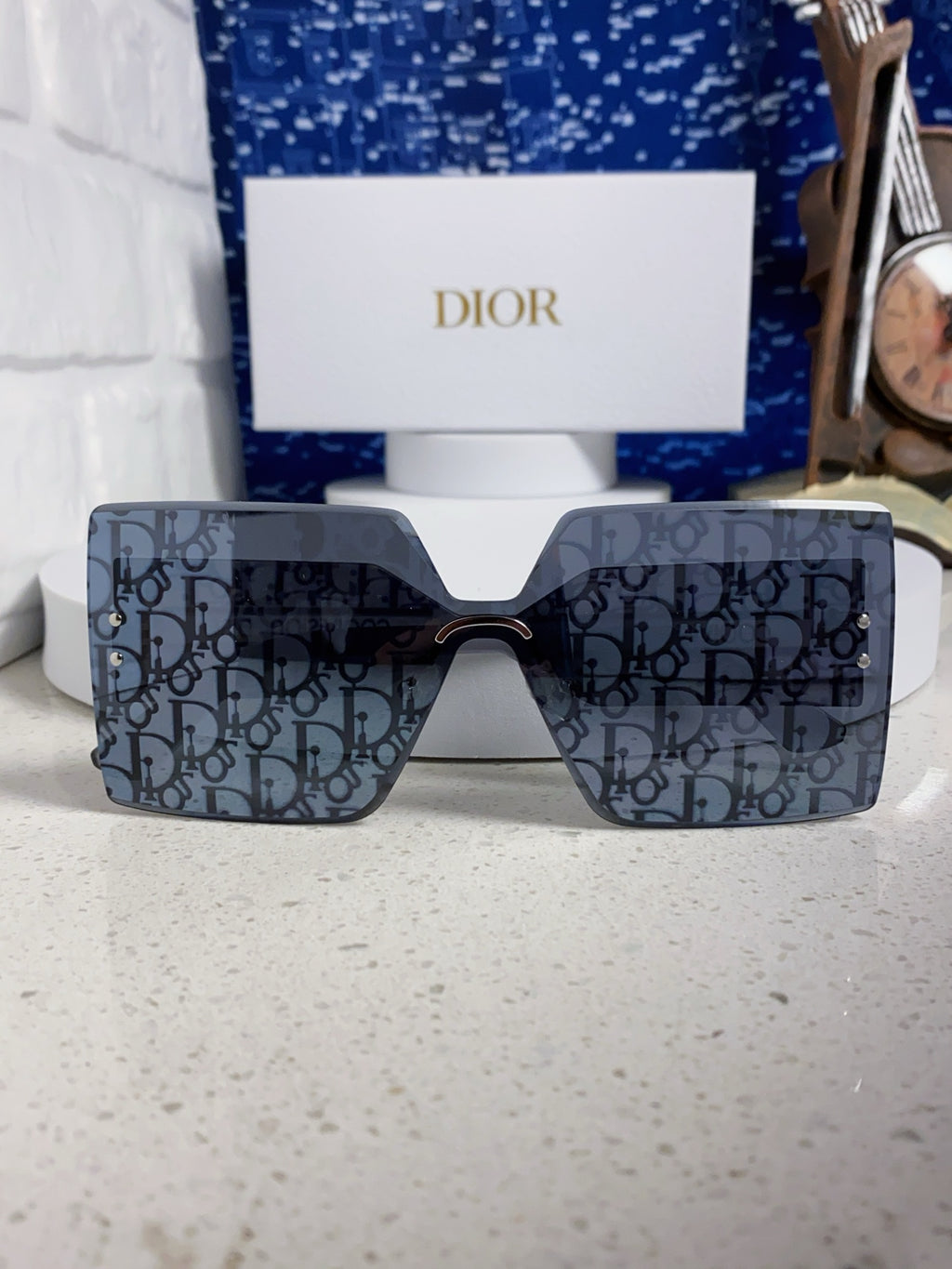 Dior Lightweight Rimless Blue Lens Sunglasses for Men - detail image 7