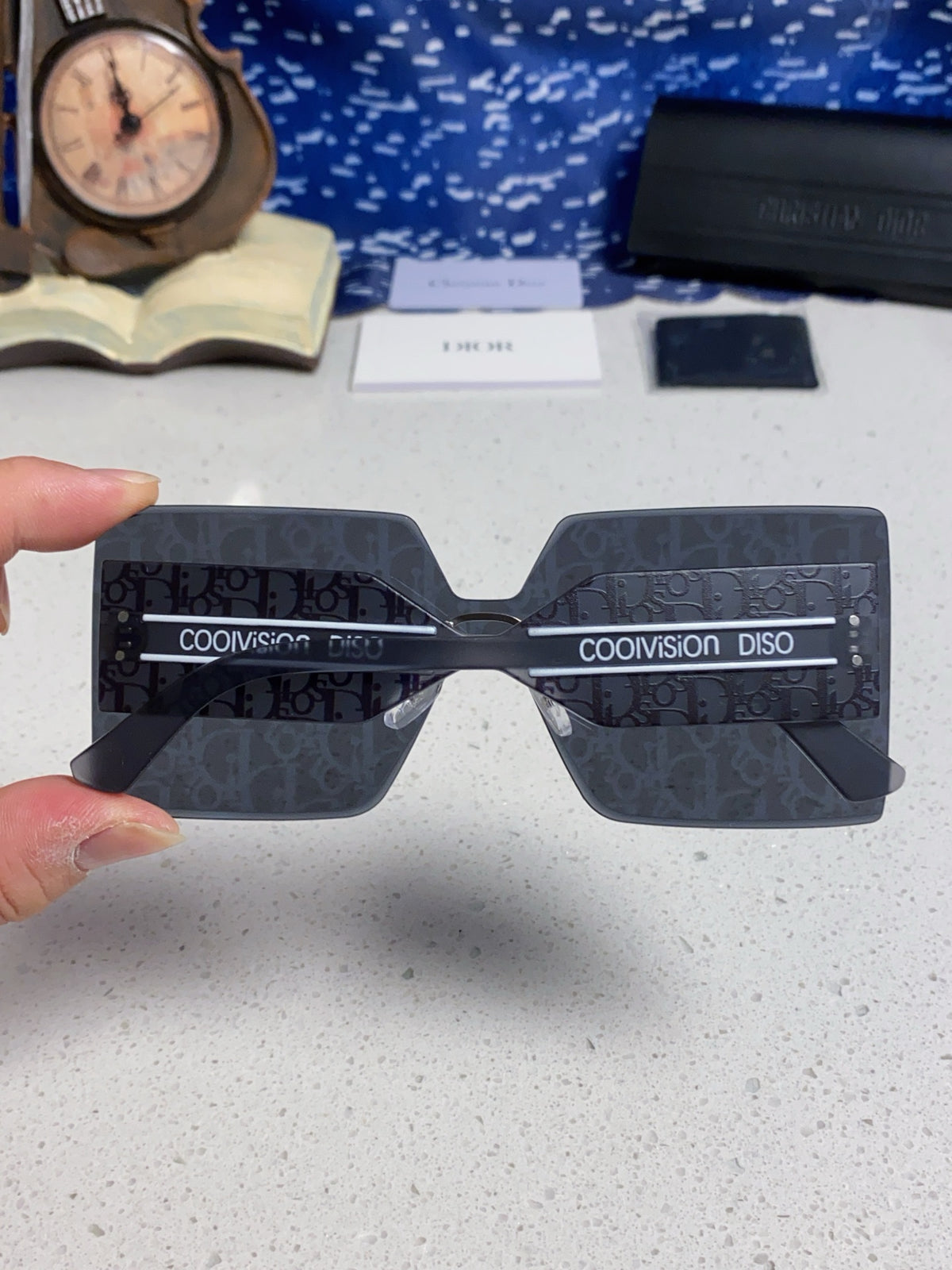 Dior Lightweight Rimless Blue Lens Sunglasses for Men - 358160 - detail image 4