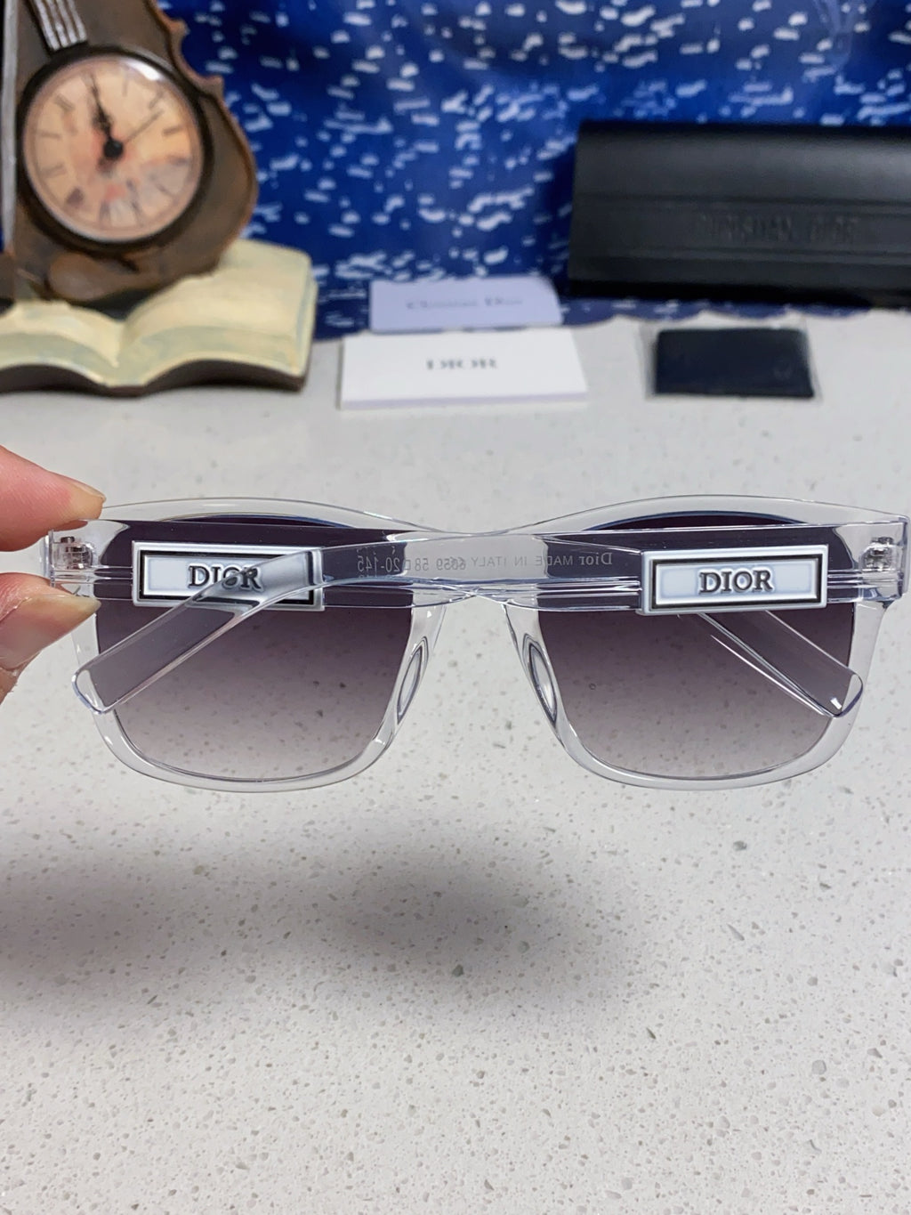 Dior Acetate Square Gray Lens Sunglasses for Men & Women - 358196 - detail image 5