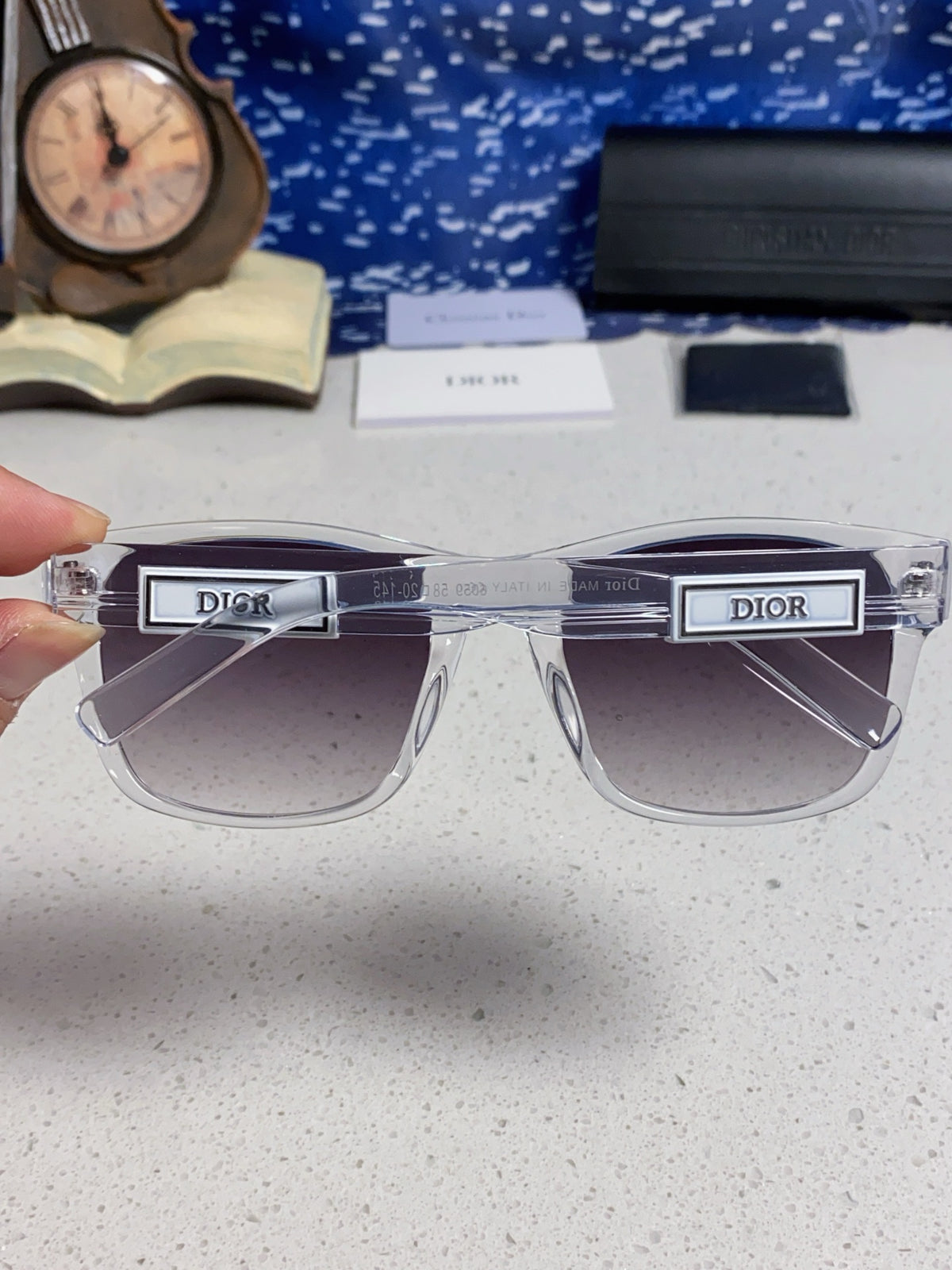 Dior Acetate Square Gray Lens Sunglasses for Men & Women - 358196 - detail image 5