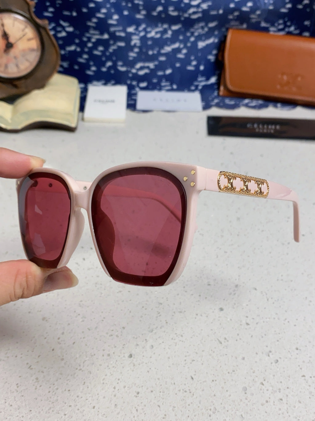 Celine Square Red Lens Sunglasses for Men & Women - 372019 - detail image 6