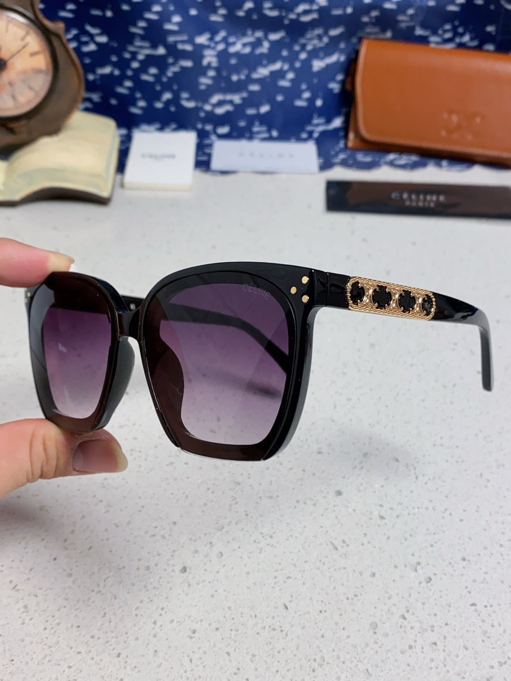 Celine Square Purple Lens Sunglasses for Men & Women - 372023 - detail image 6