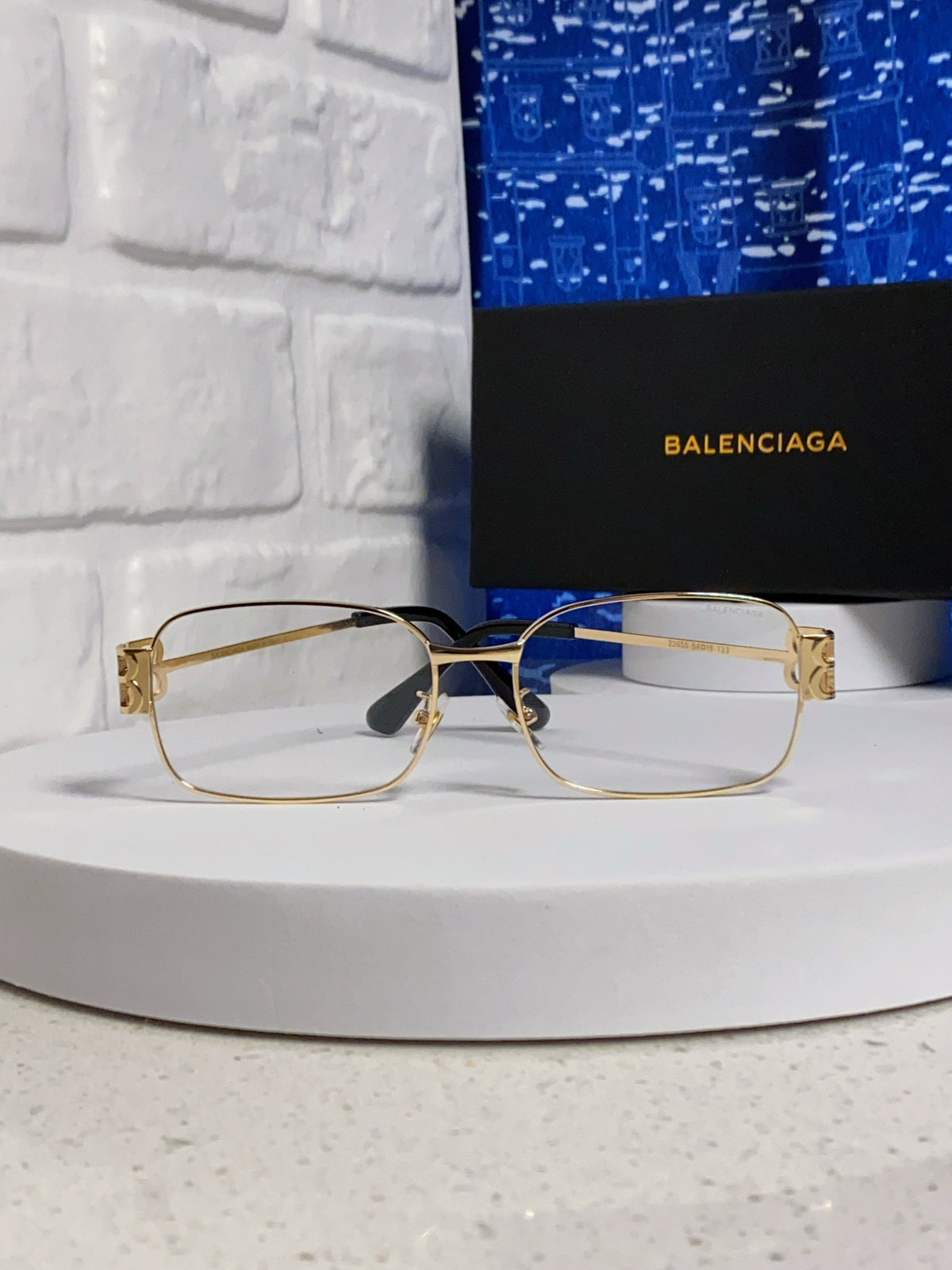 Balenciaga Metal Rectangular Gold Lens Sunglasses for Men & Women - detail image 2