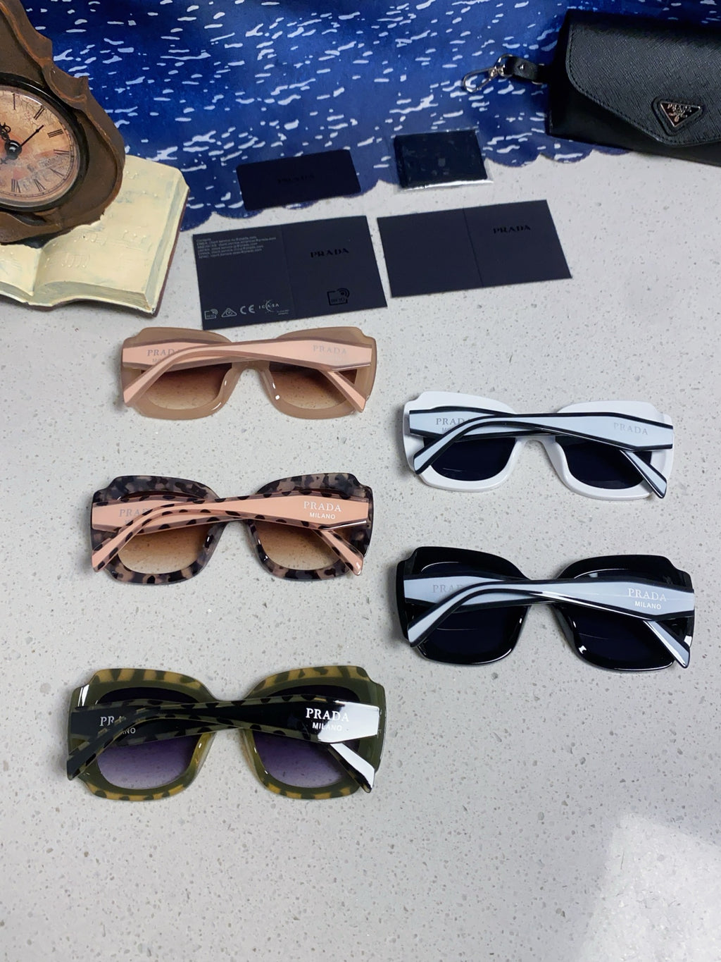 Prada 16YSF Acetate Fashion Blue Lens Sunglasses for Men & Women - 415785 - detail image 11