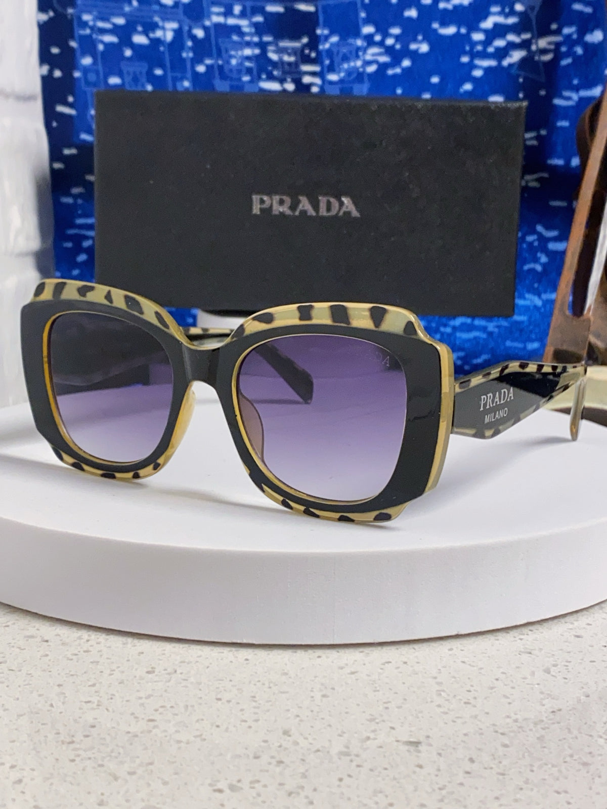 Prada 16YSF Acetate Fashion Blue Lens Sunglasses for Men & Women - 415785