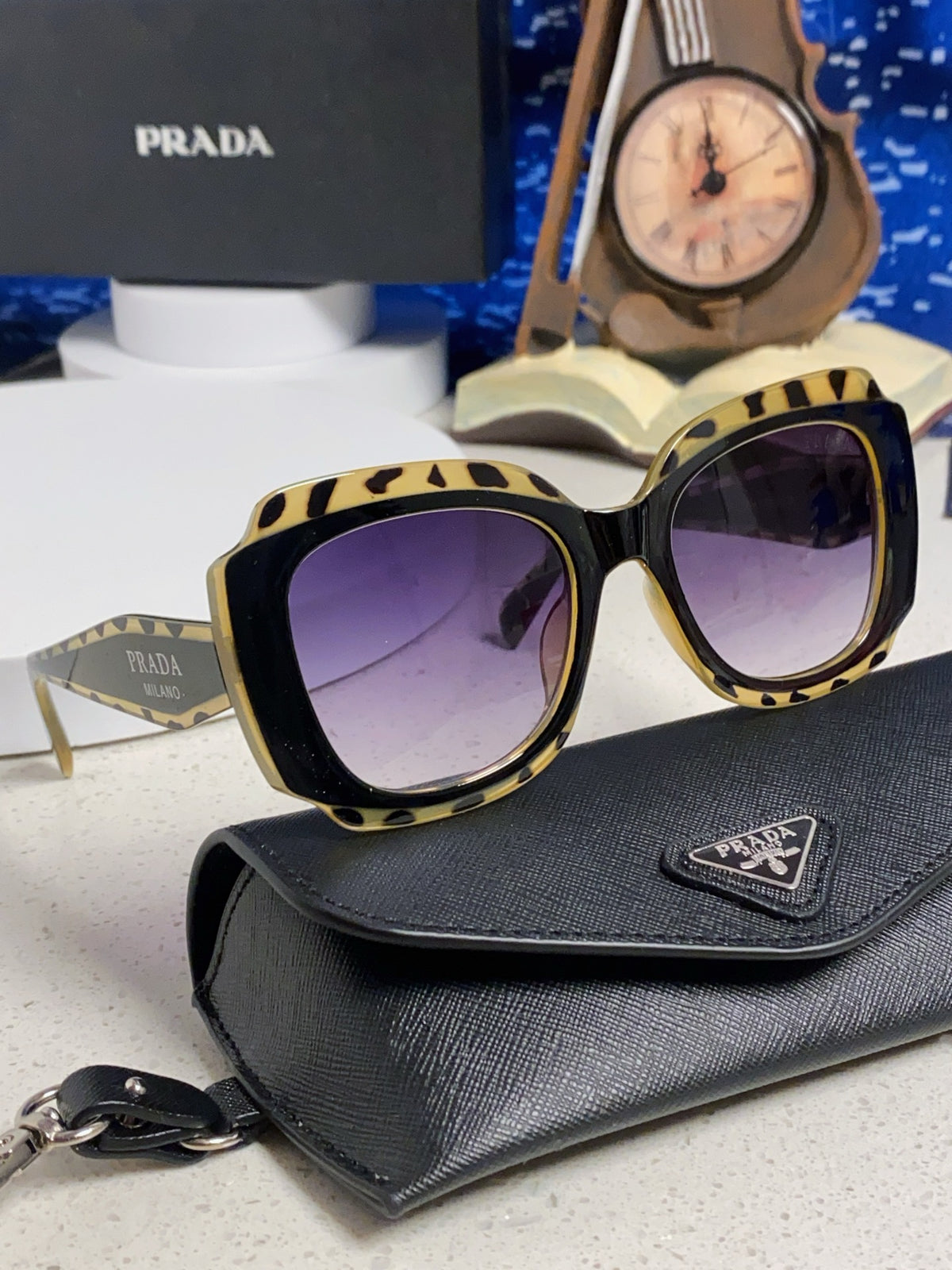 Prada 16YSF Acetate Fashion Blue Lens Sunglasses for Men & Women - 432118 - detail image 10