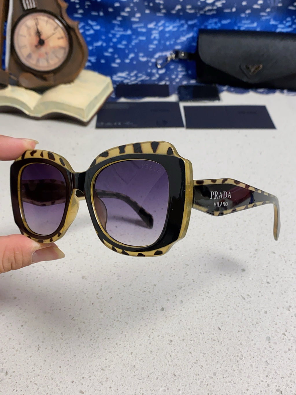 Prada 16YSF Acetate Fashion Blue Lens Sunglasses for Men & Women - 415675 - detail image 6