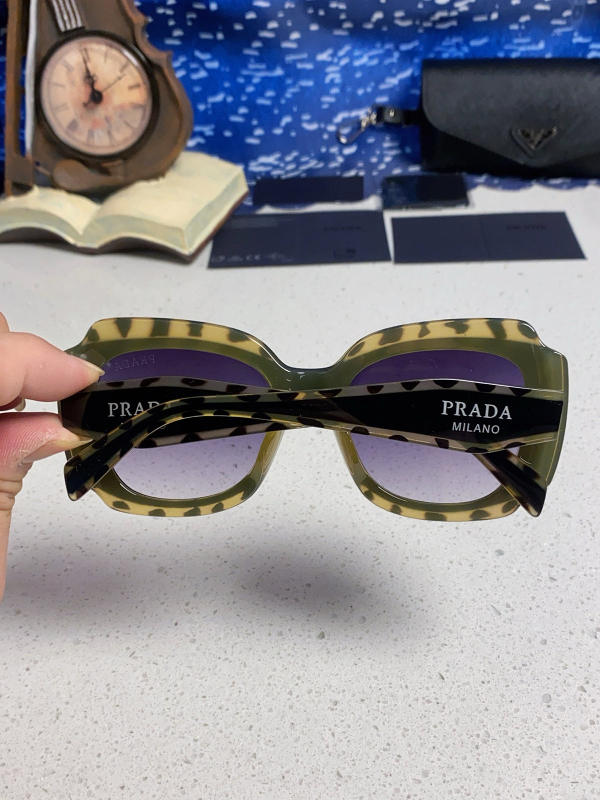 Prada 16YSF Acetate Fashion Blue Lens Sunglasses for Men & Women - 432118 - detail image 5