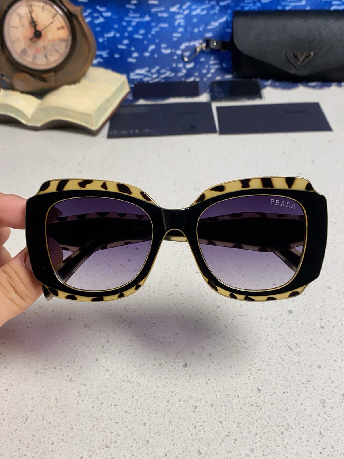 Prada 16YSF Acetate Fashion Blue Lens Sunglasses for Men & Women - 415785 - detail image 4