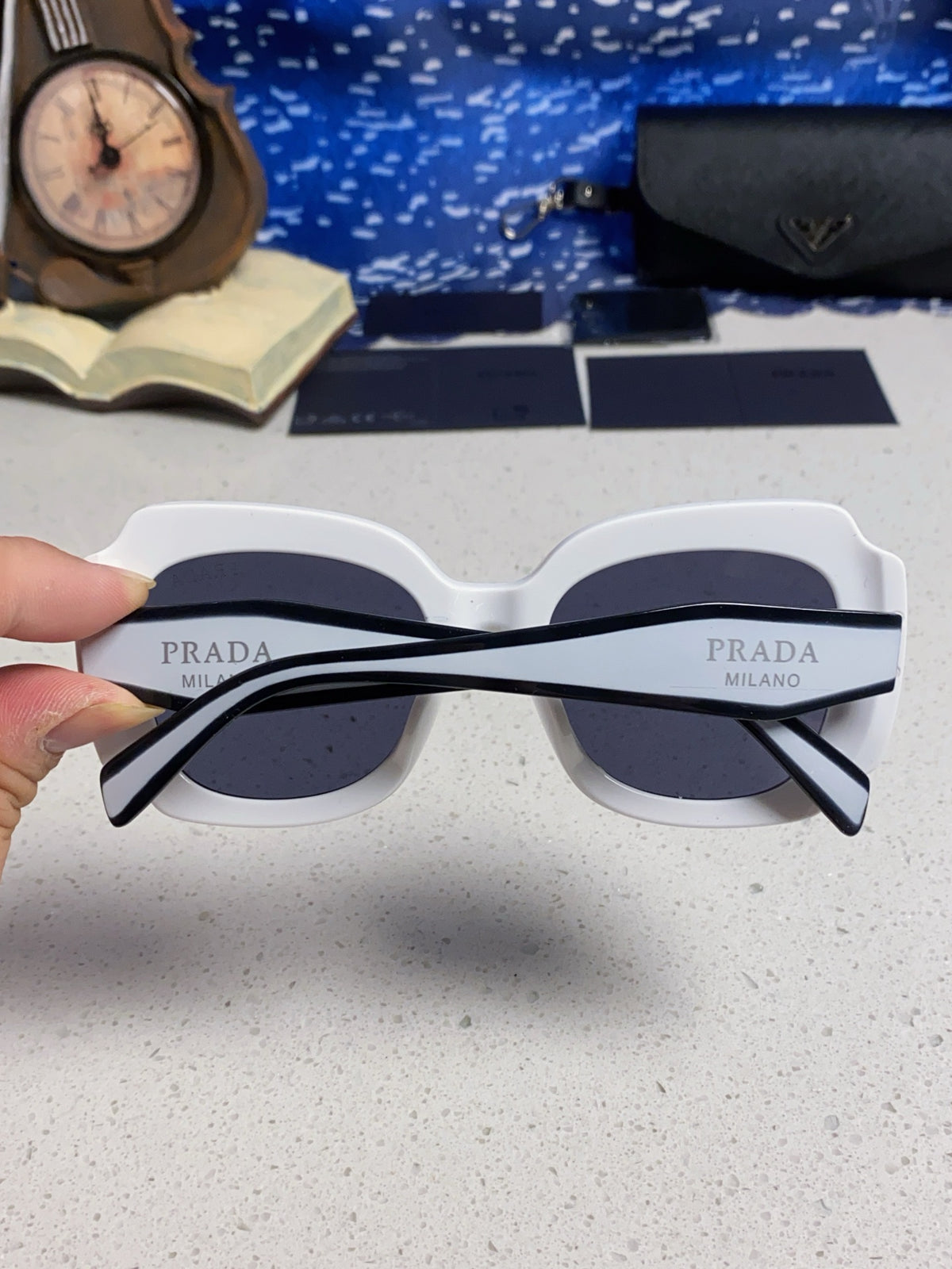 Prada 16YSF Acetate Fashion Blue Lens Sunglasses for Men & Women - 415676 - detail image 5