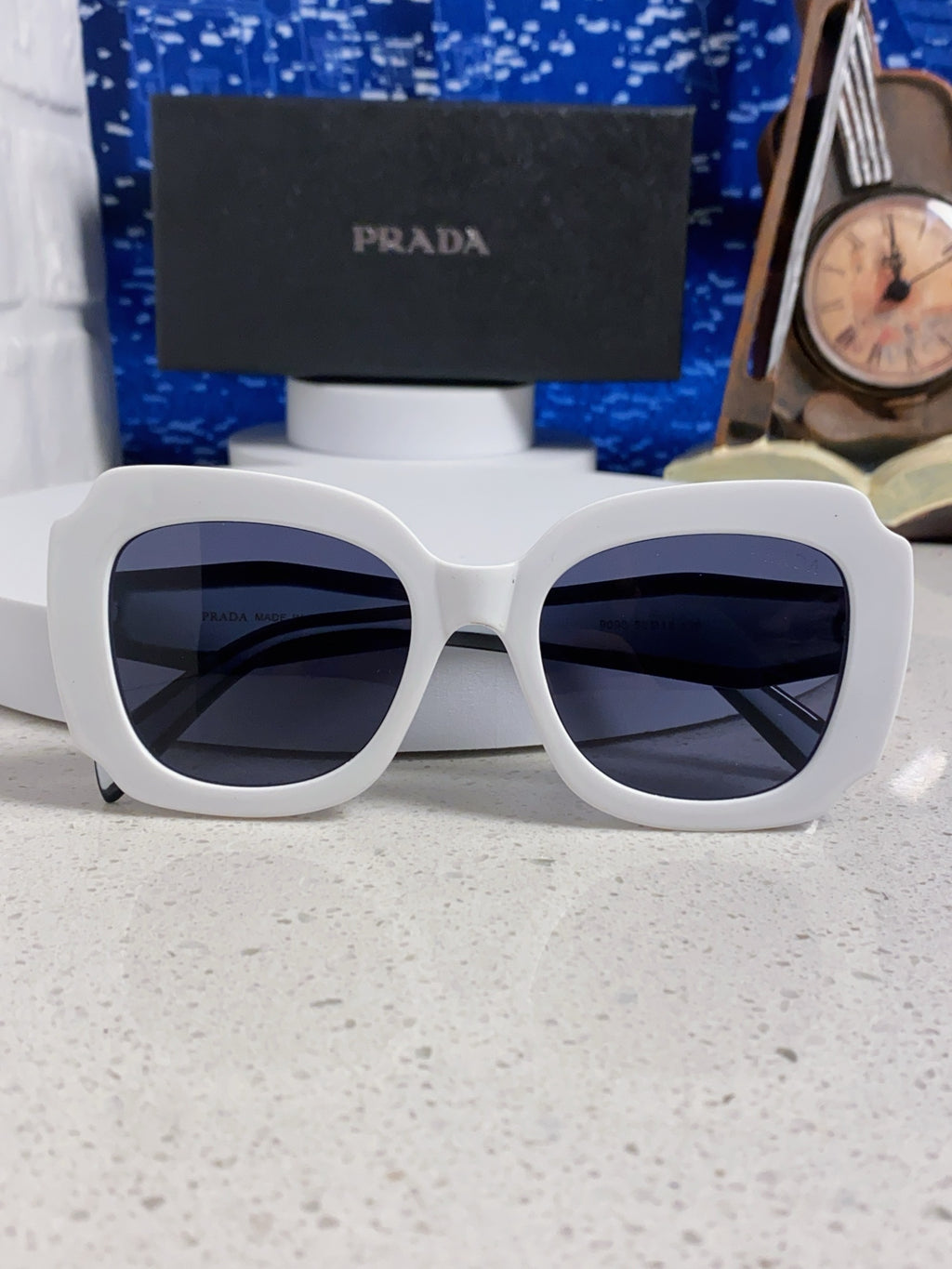 Prada 16YSF Acetate Fashion Blue Lens Sunglasses for Men & Women - detail image 9