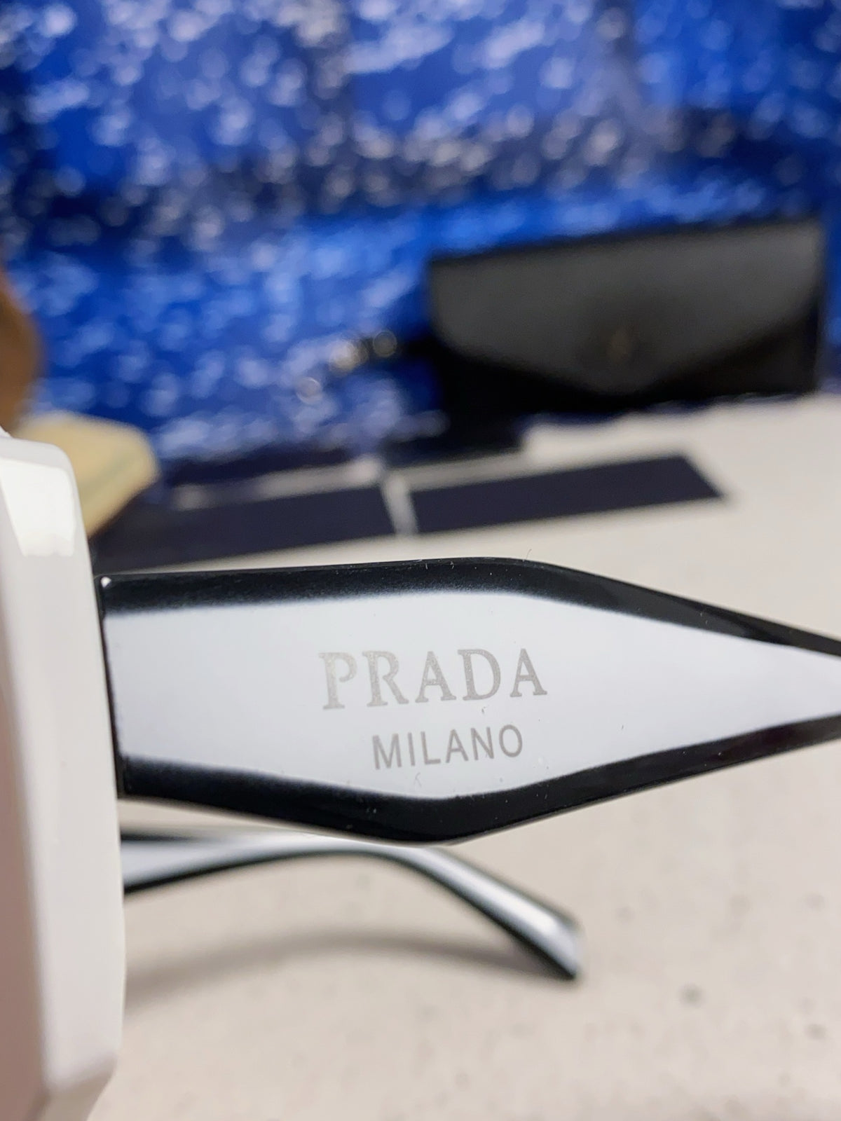 Prada 16YSF Acetate Fashion Blue Lens Sunglasses for Men & Women - detail image 7