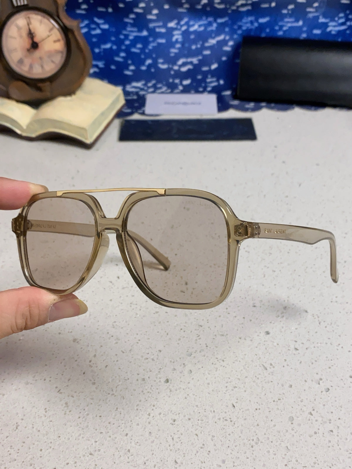 Saint Laurent SL545 Square Silver Lens Sunglasses for Men & Women - detail image 5