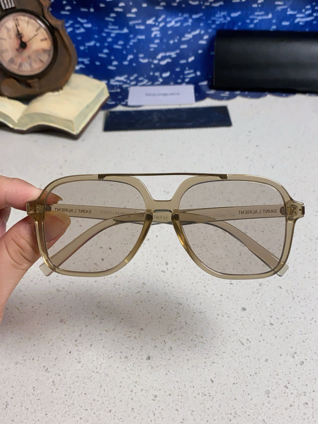Saint Laurent SL545 Square Silver Lens Sunglasses for Men & Women - detail image 3