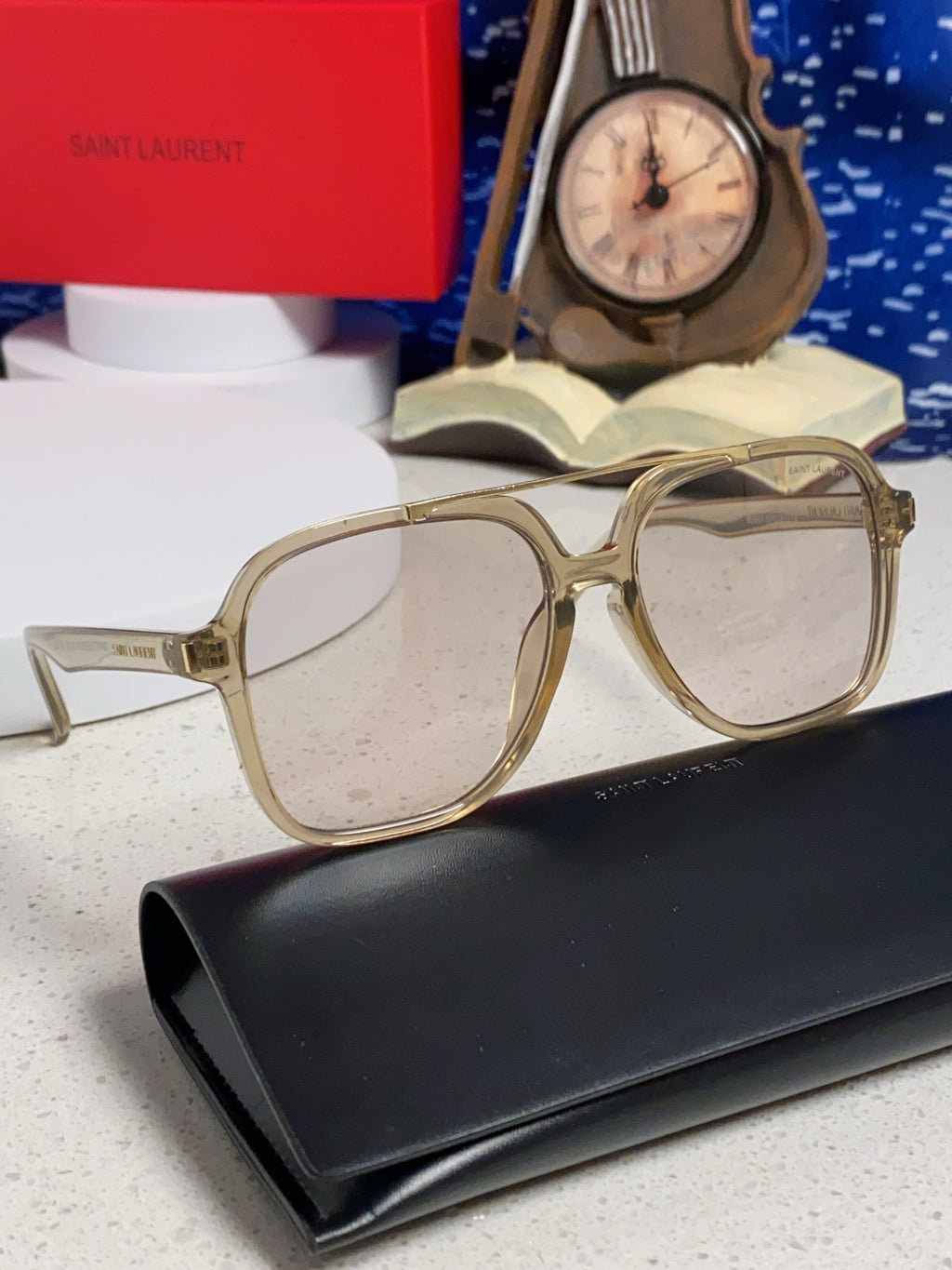 Saint Laurent SL545 Square Silver Lens Sunglasses for Men & Women - detail image 9