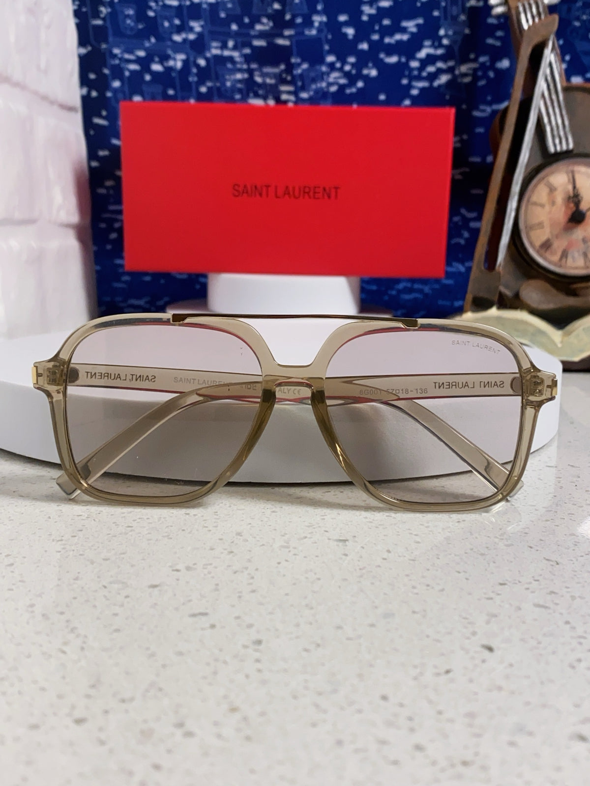Saint Laurent SL545 Square Silver Lens Sunglasses for Men & Women - detail image 8