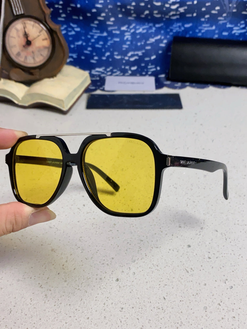Saint Laurent SL545 Square Yellow Lens Sunglasses for Men & Women - detail image 6