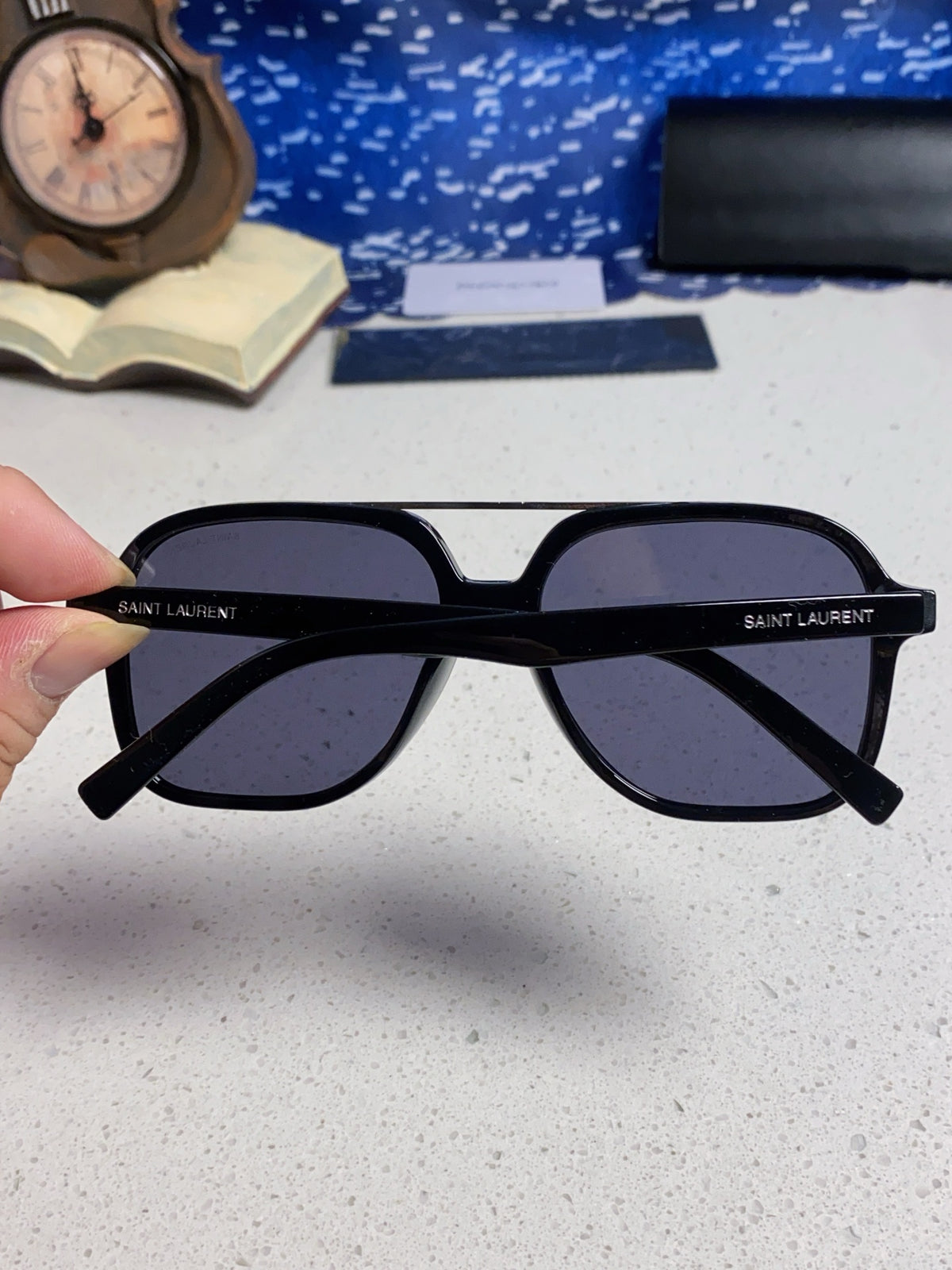 Saint Laurent SL545 Square Blue Lens Sunglasses for Men & Women - detail image 5