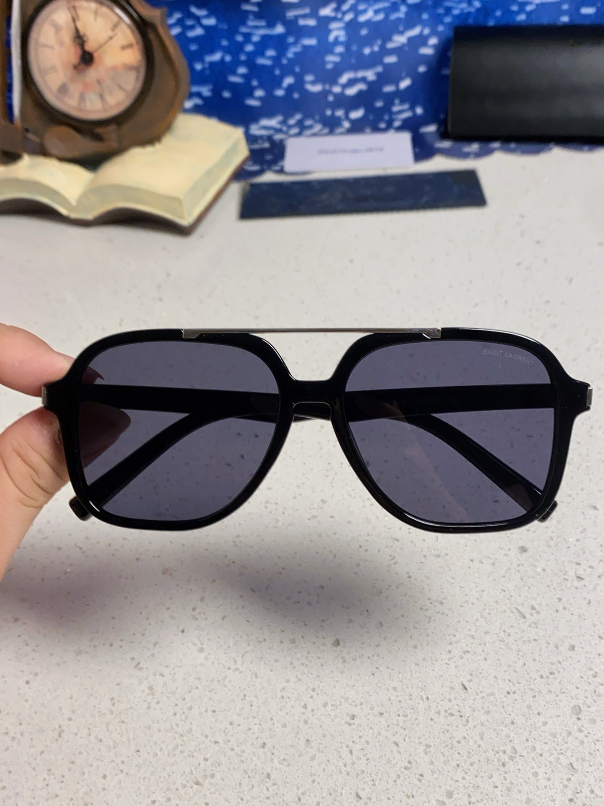 Saint Laurent SL545 Square Blue Lens Sunglasses for Men & Women - detail image 4