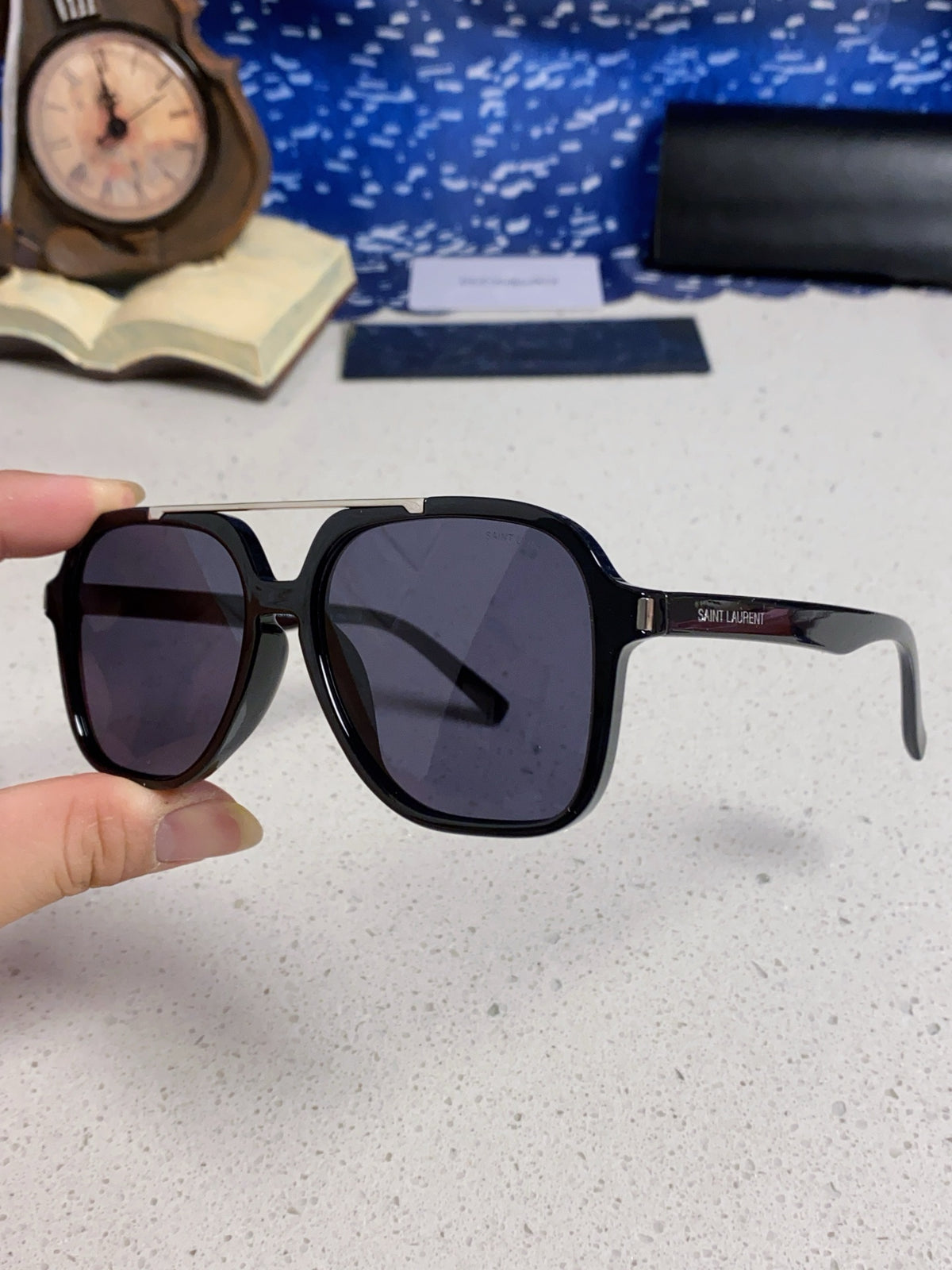 Saint Laurent SL545 Square Blue Lens Sunglasses for Men & Women - detail image 6