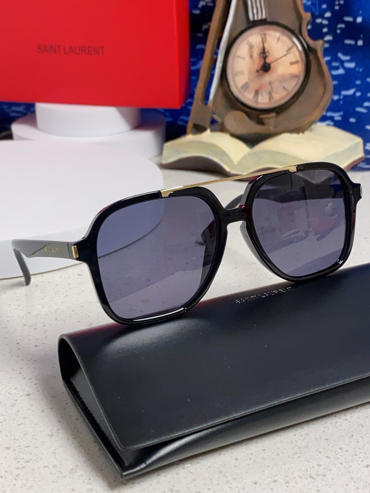 Saint Laurent SL545 Square Black Lens Sunglasses for Men & Women - detail image 9